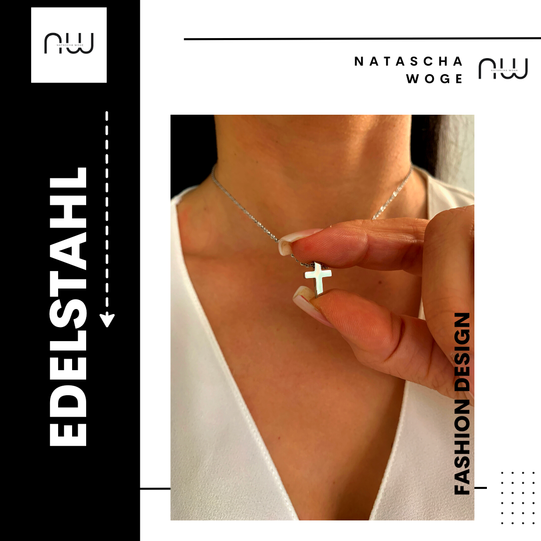 Mini Kreuz Halskette – dezenter Edelstahlschmuck in Gold oder Silber – Natascha Woge®