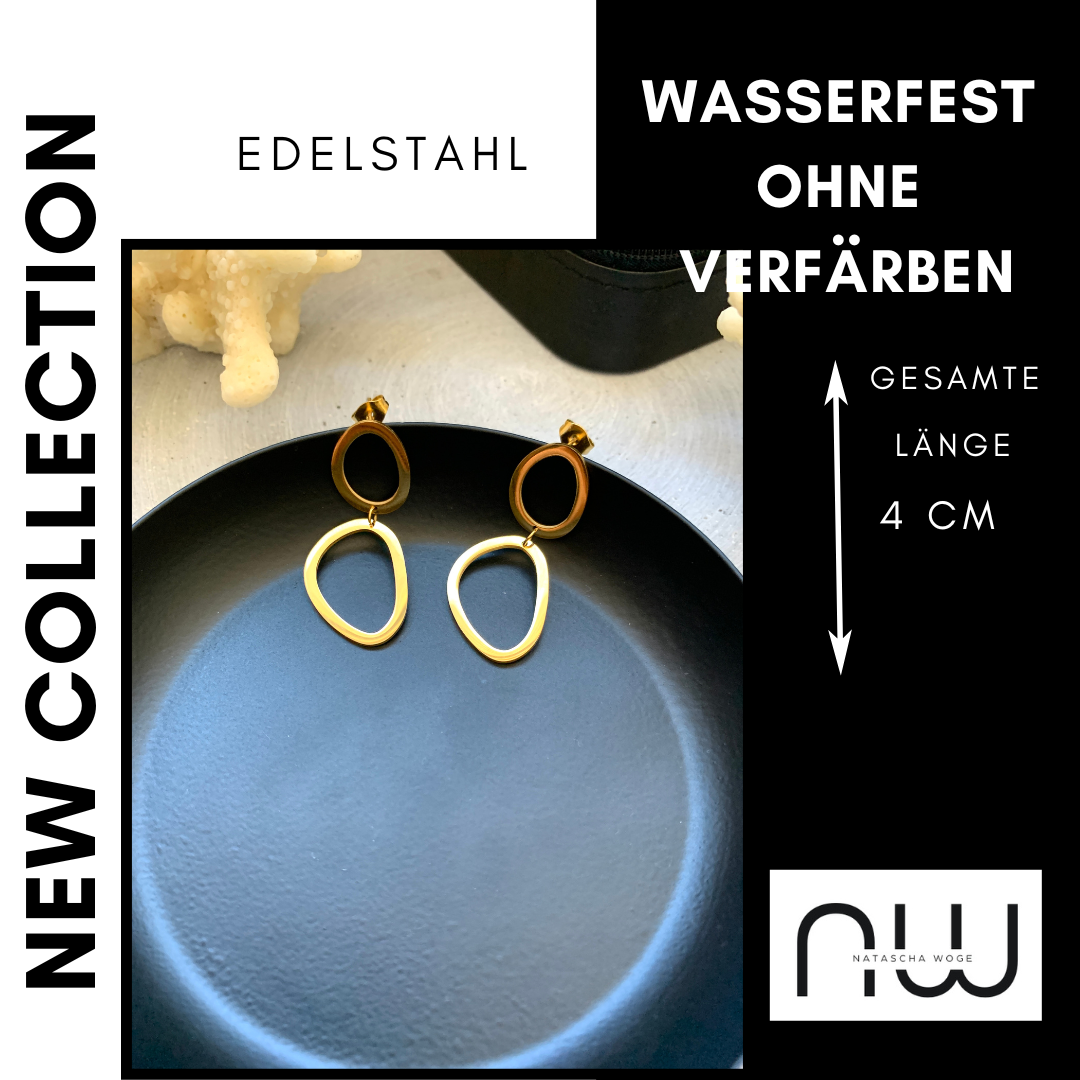 Lange minimalistische Creolen Ohrringe Damen Edelstahl Gold Silber wasserfest – NataschaWoge®