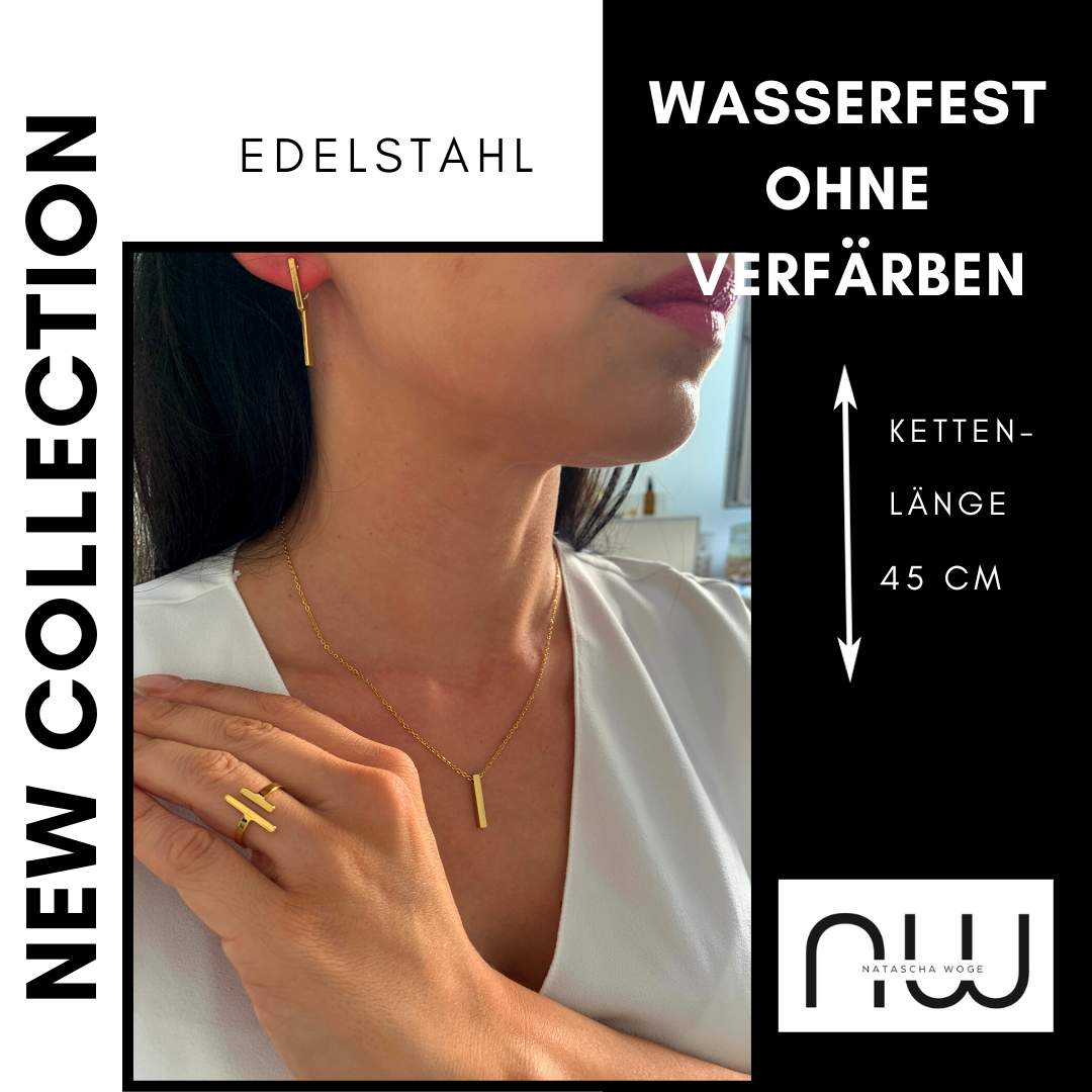 Minimalistische Stab Halskette – Edelstahlschmuck in Gold oder Silber – Natascha Woge®