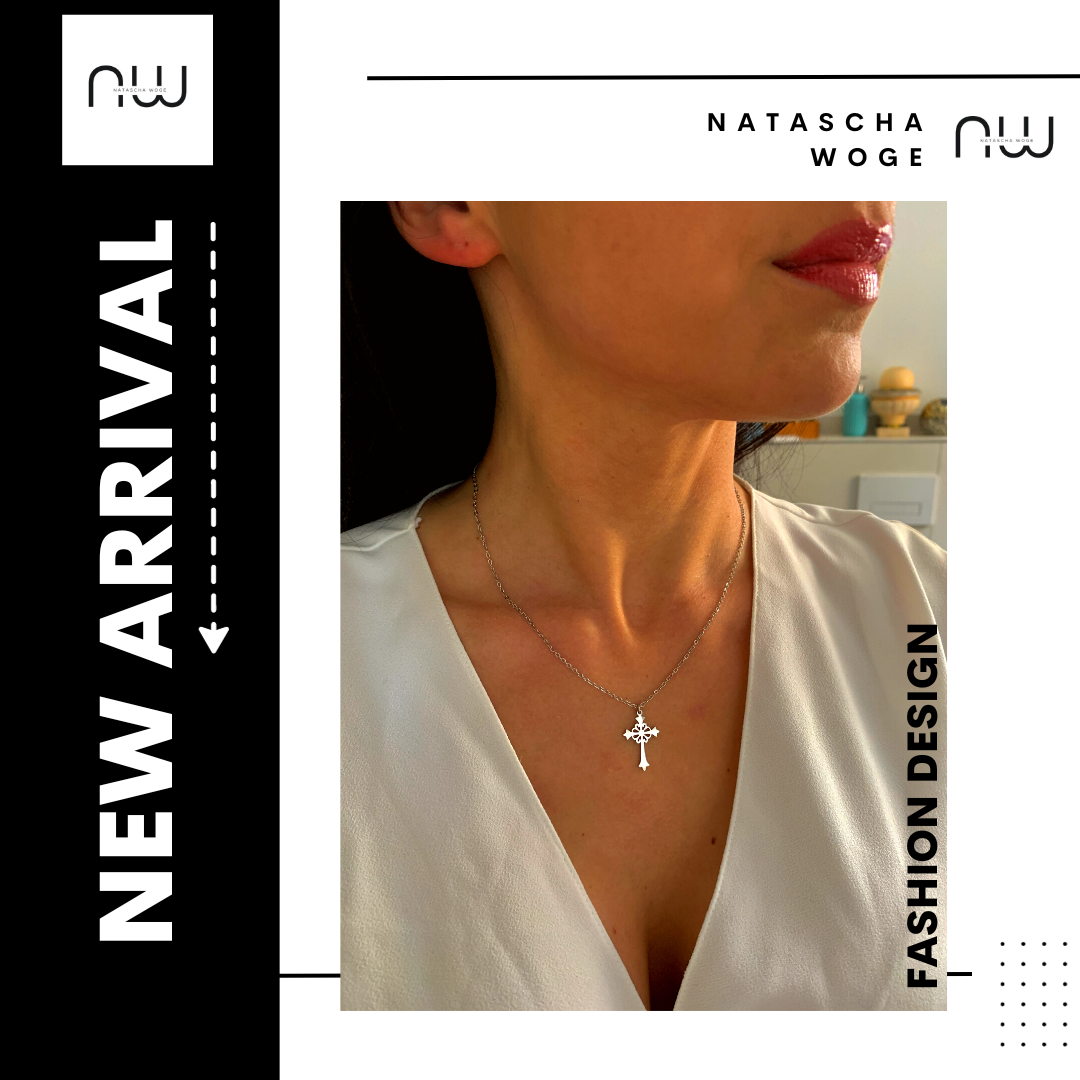 Kreuz Halskette – dezenter Edelstahlschmuck in Gold oder Silber – Natascha Woge®