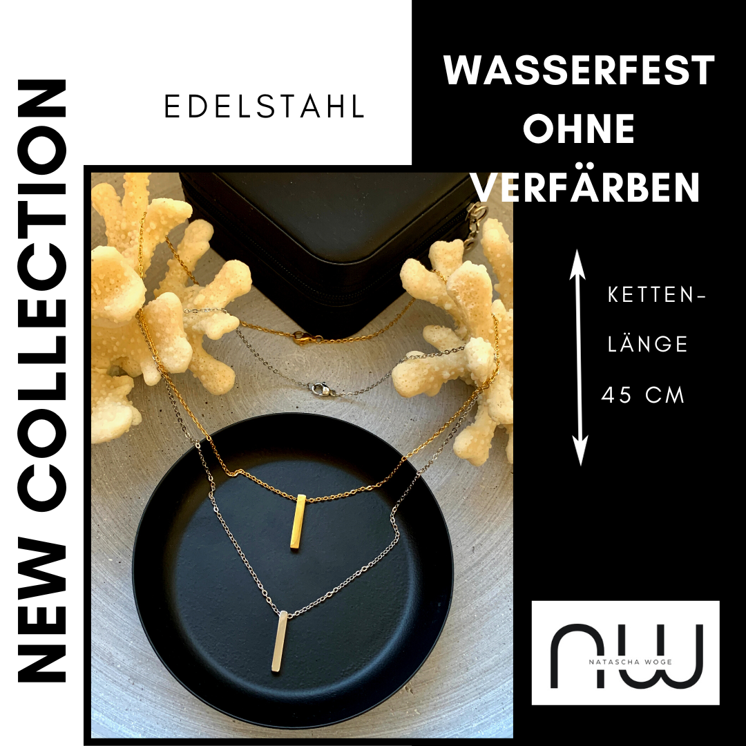 Minimalistische Stab Halskette – Edelstahlschmuck in Gold oder Silber – Natascha Woge®