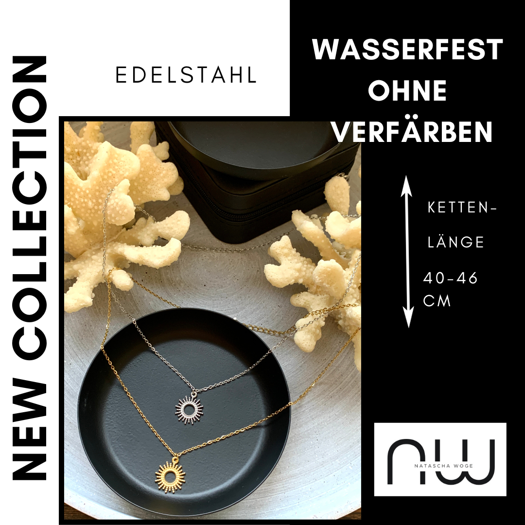 Sonnen Halskette – minimalistische Hollow Sun Kette aus Edelstahl in Gold oder Silber – Natascha Woge®