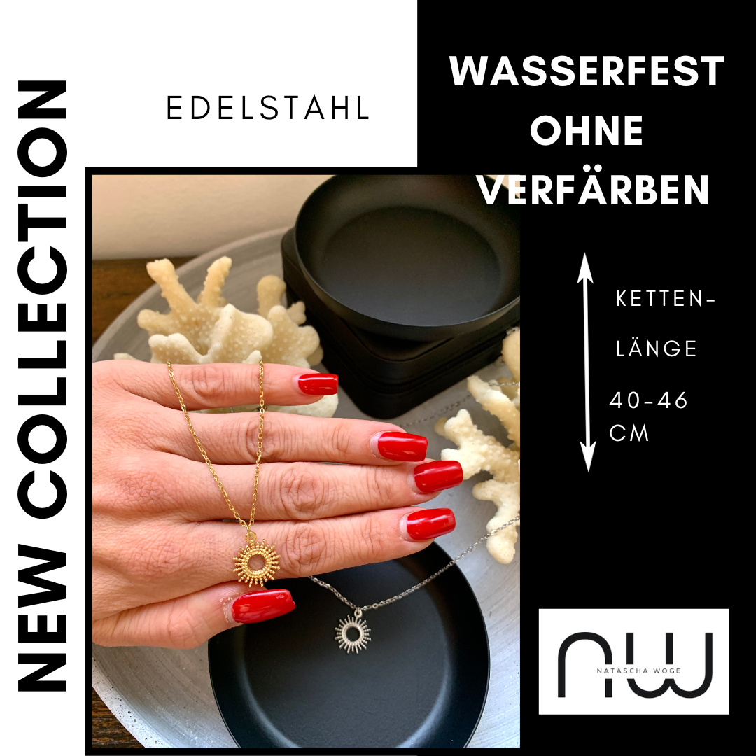 Sonnen Halskette – minimalistische Hollow Sun Kette aus Edelstahl in Gold oder Silber – Natascha Woge®