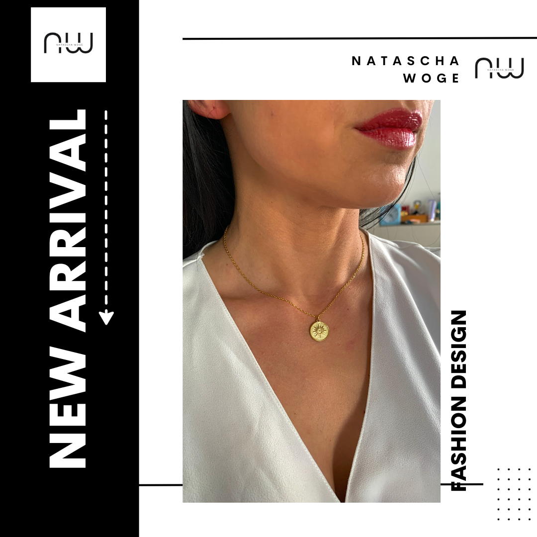 Sonnen Halskette – minimalistische Münzenkette aus Edelstahl in Gold oder Silber – Natascha Woge®