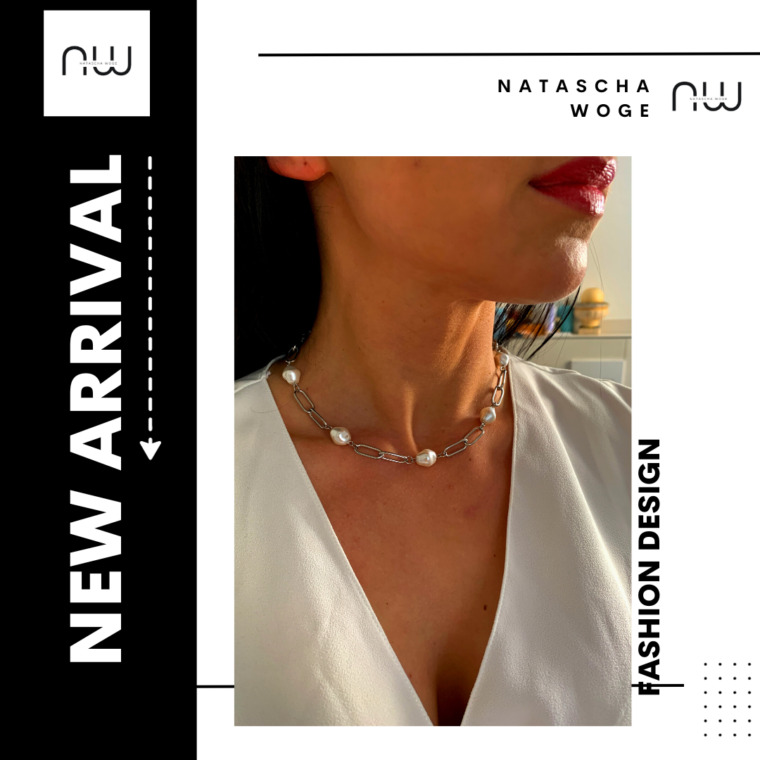 Minimalistische Perlen Halskette – Edelstahlschmuck in Gold oder Silber – Natascha Woge®