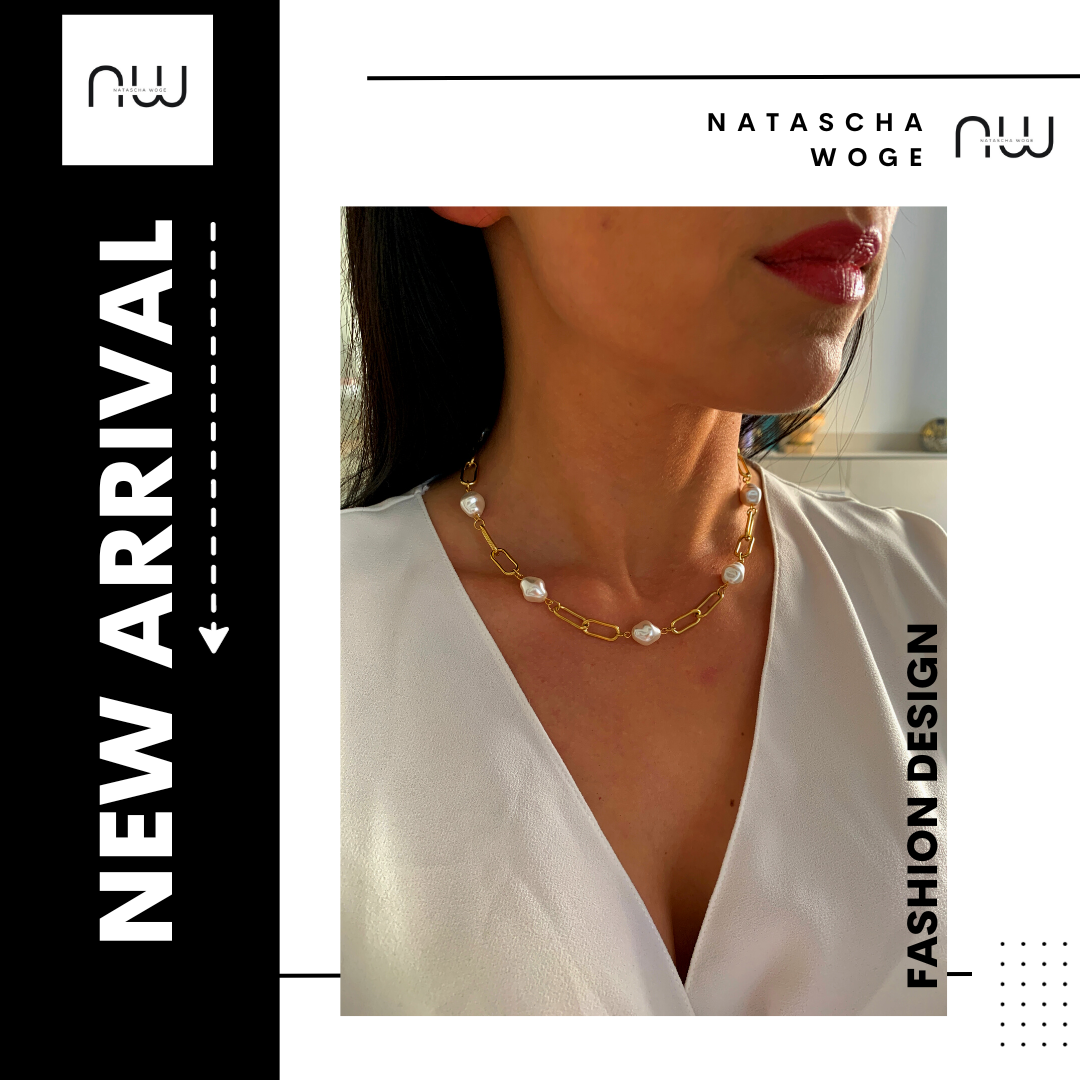 Minimalistische Perlen Halskette – Edelstahlschmuck in Gold oder Silber – Natascha Woge®