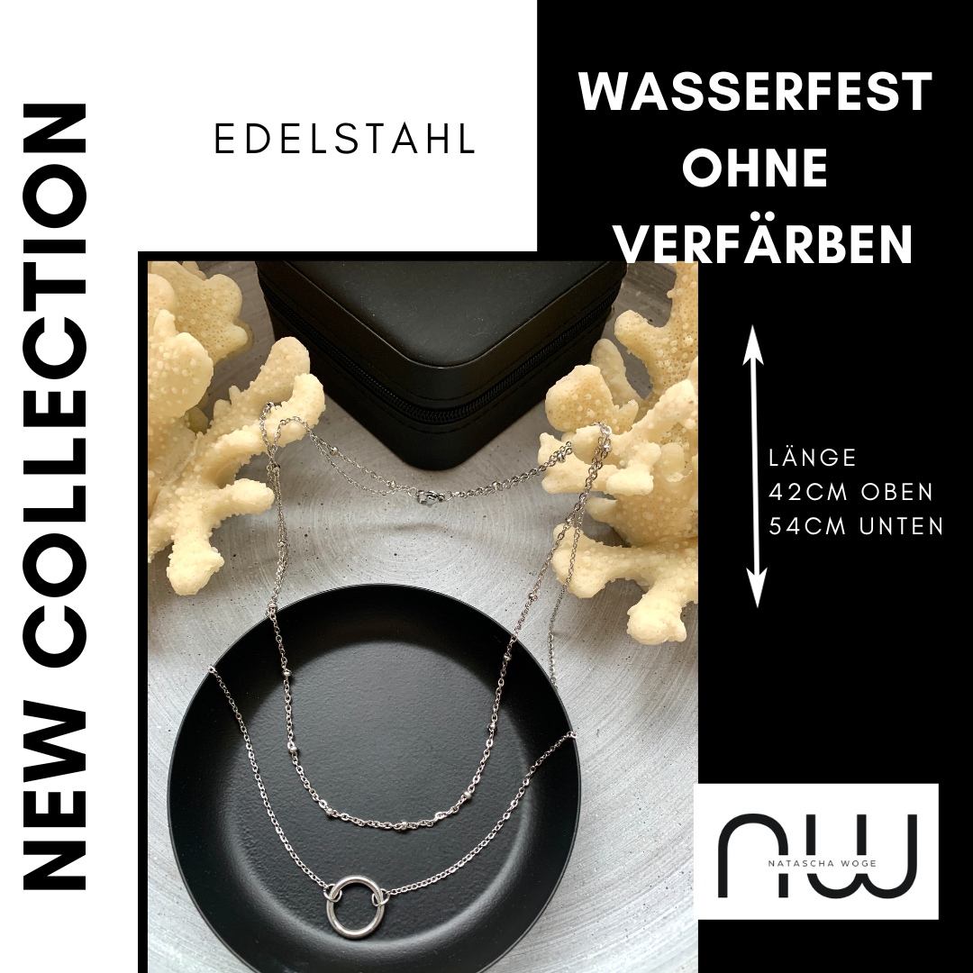 Doppelte Kreis Halskette – minimalistischer Edelstahlschmuck in Gold oder Silber – Natascha Woge®