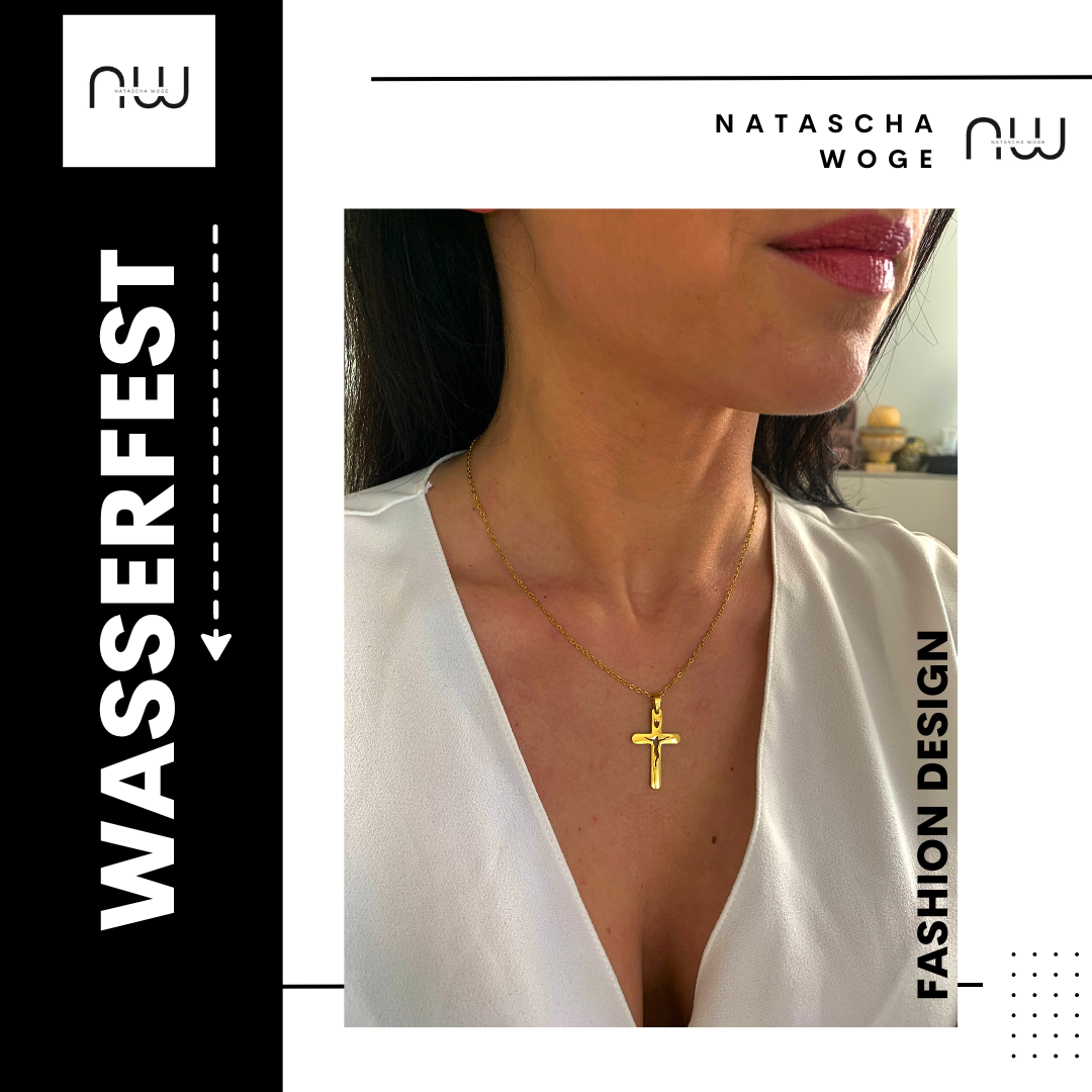Jesus Kreuz Halskette – spiritueller Edelstahlschmuck in Gold oder Silber – Natascha Woge®