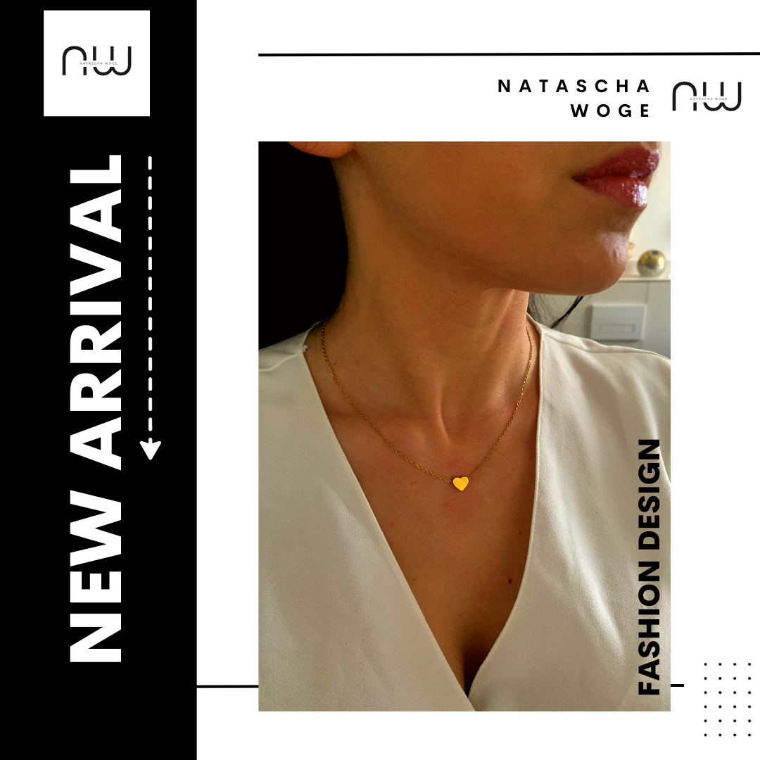 Minimalistische Herz Halskette – zarter Edelstahlschmuck in Gold oder Silber – Natascha Woge®