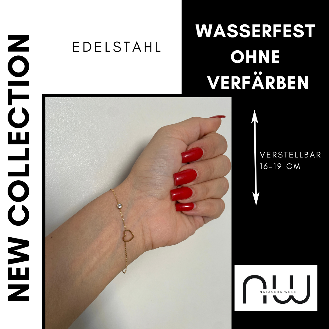 Zierliches Herz Armband – Minimalistischer Edelstahlschmuck in Gold – Natascha Woge®