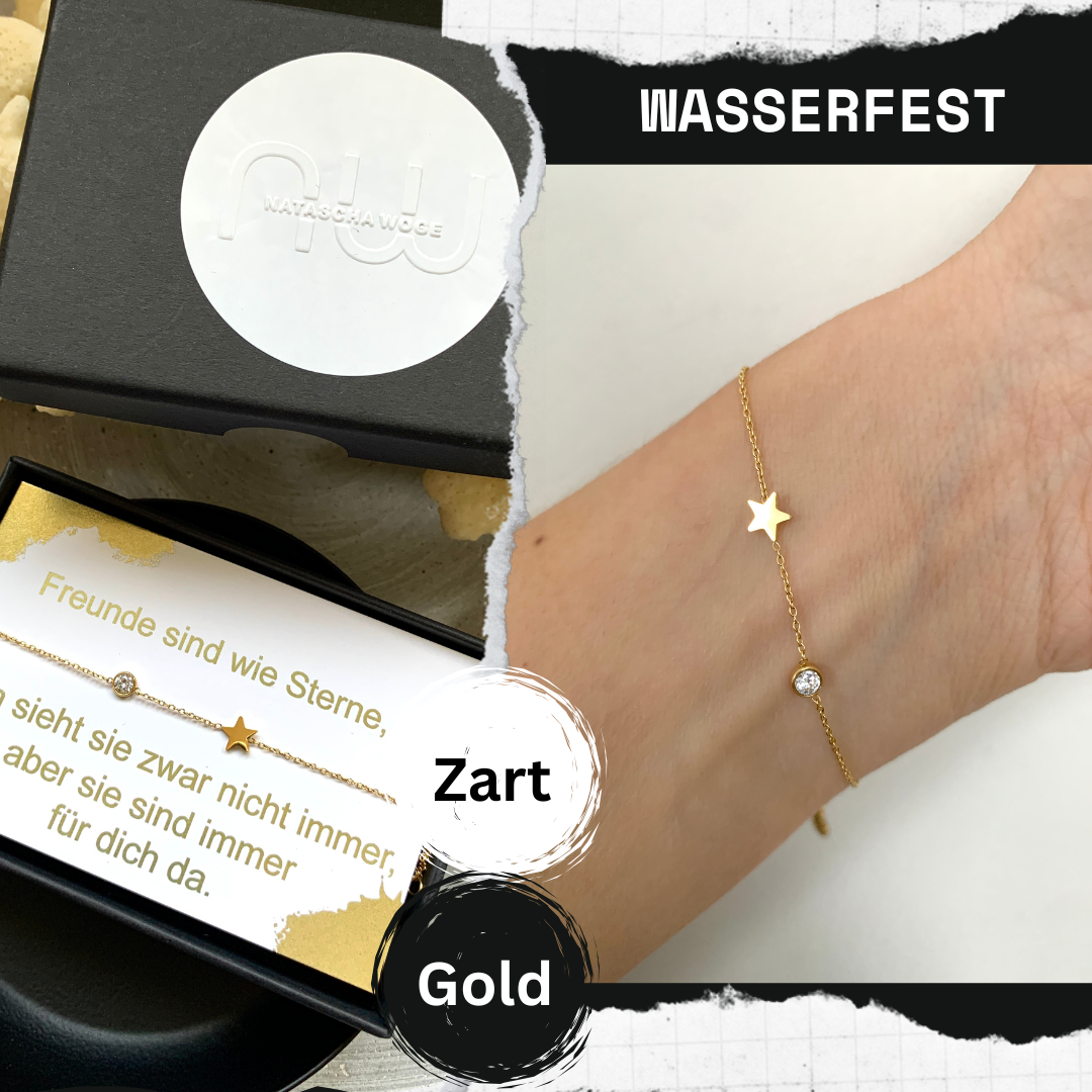 Stern Armband Damen Edelstahl 18K vergoldet verstellbar – filigranes Freundschaftsarmband | NataschaWoge®