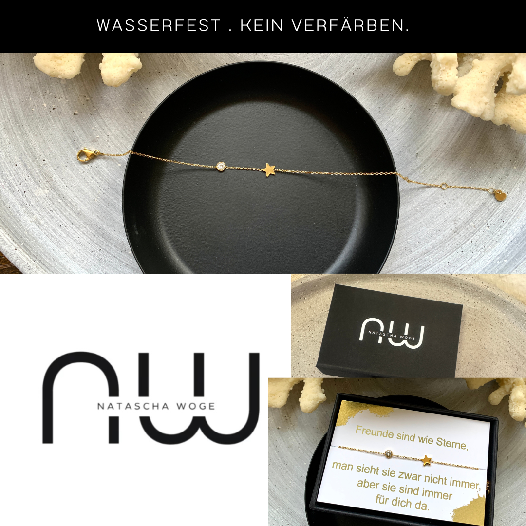 Stern Armband Damen Edelstahl 18K vergoldet verstellbar – filigranes Freundschaftsarmband | NataschaWoge®