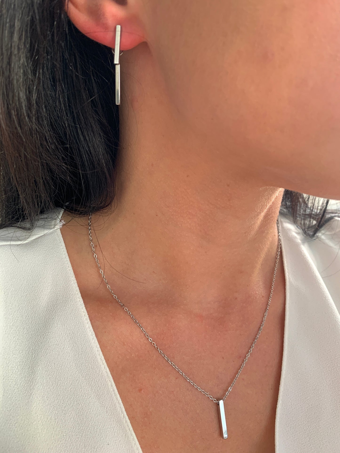 Edelstahl doppelte Stab Ohrringe Silber oder Gold – minimalistisch & wasserfest – NataschaWoge®