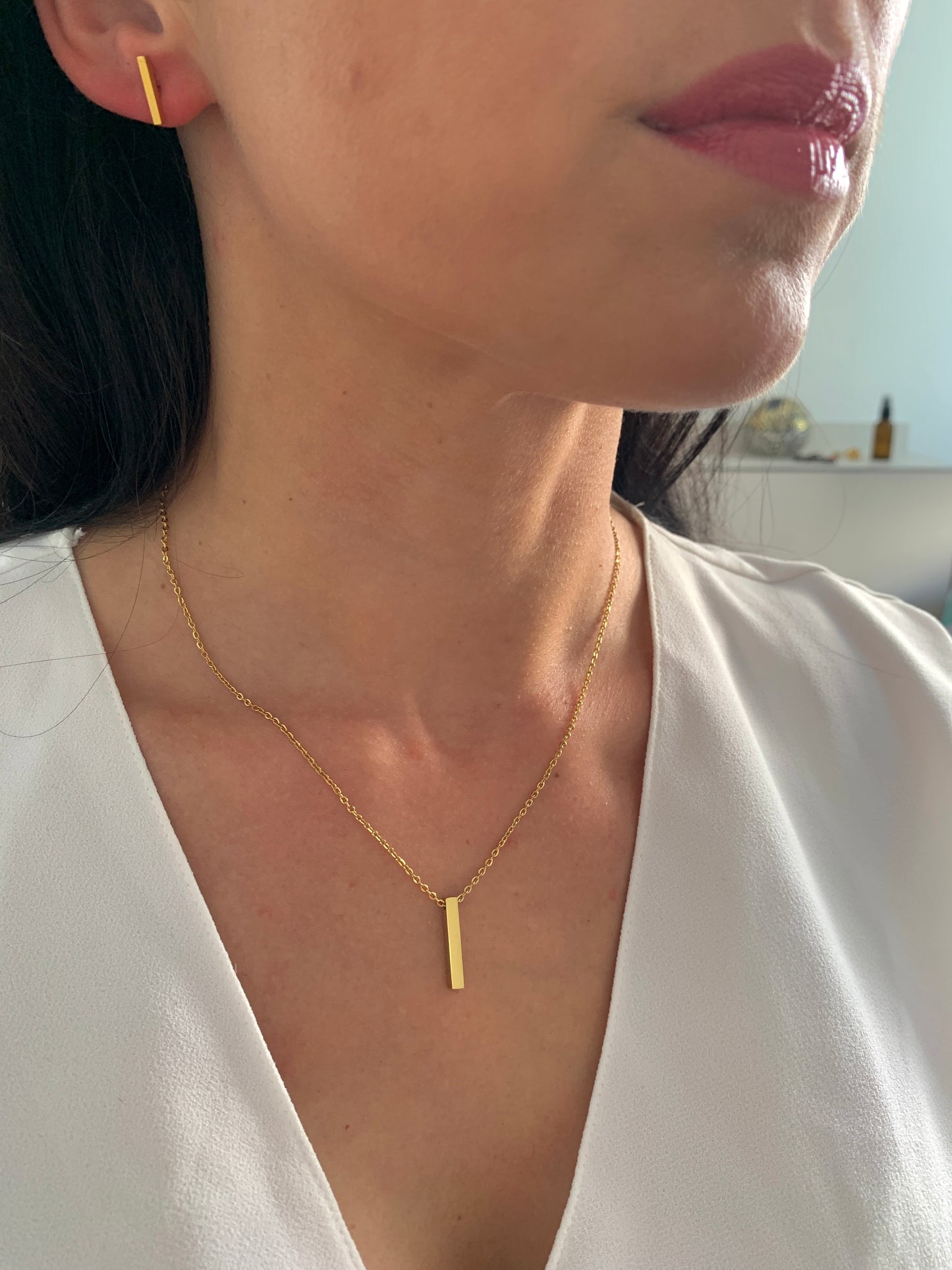 Minimalistische Stab Halskette – Edelstahlschmuck in Gold oder Silber – Natascha Woge®