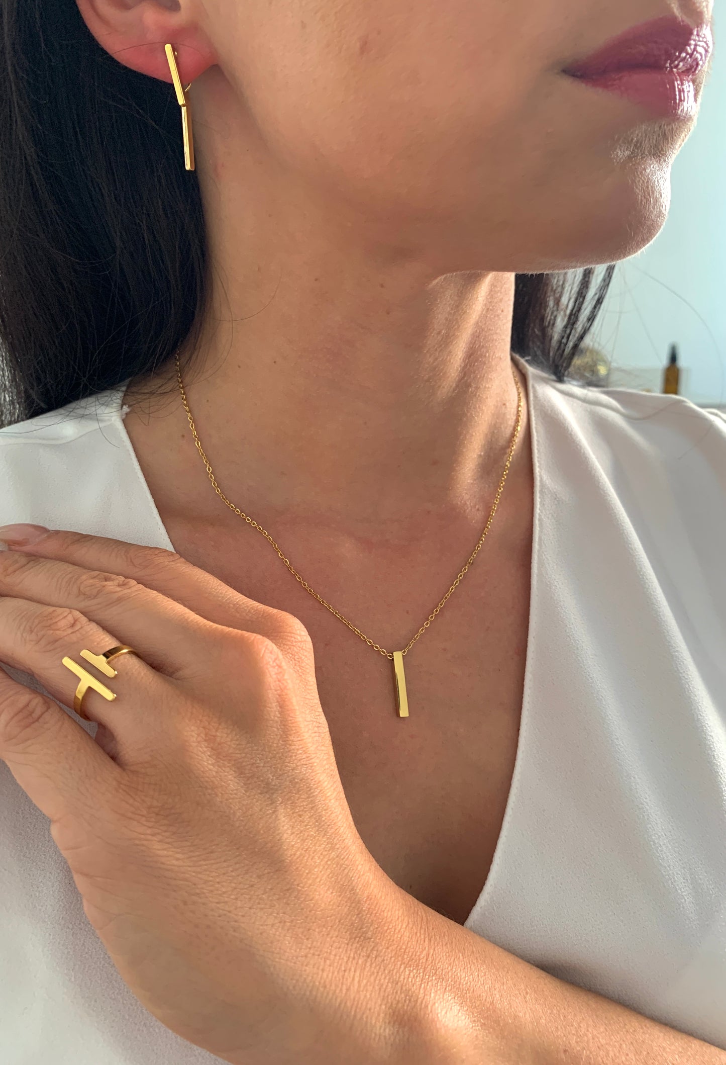 Edelstahl doppelte Stab Ohrringe Silber oder Gold – minimalistisch & wasserfest – NataschaWoge®