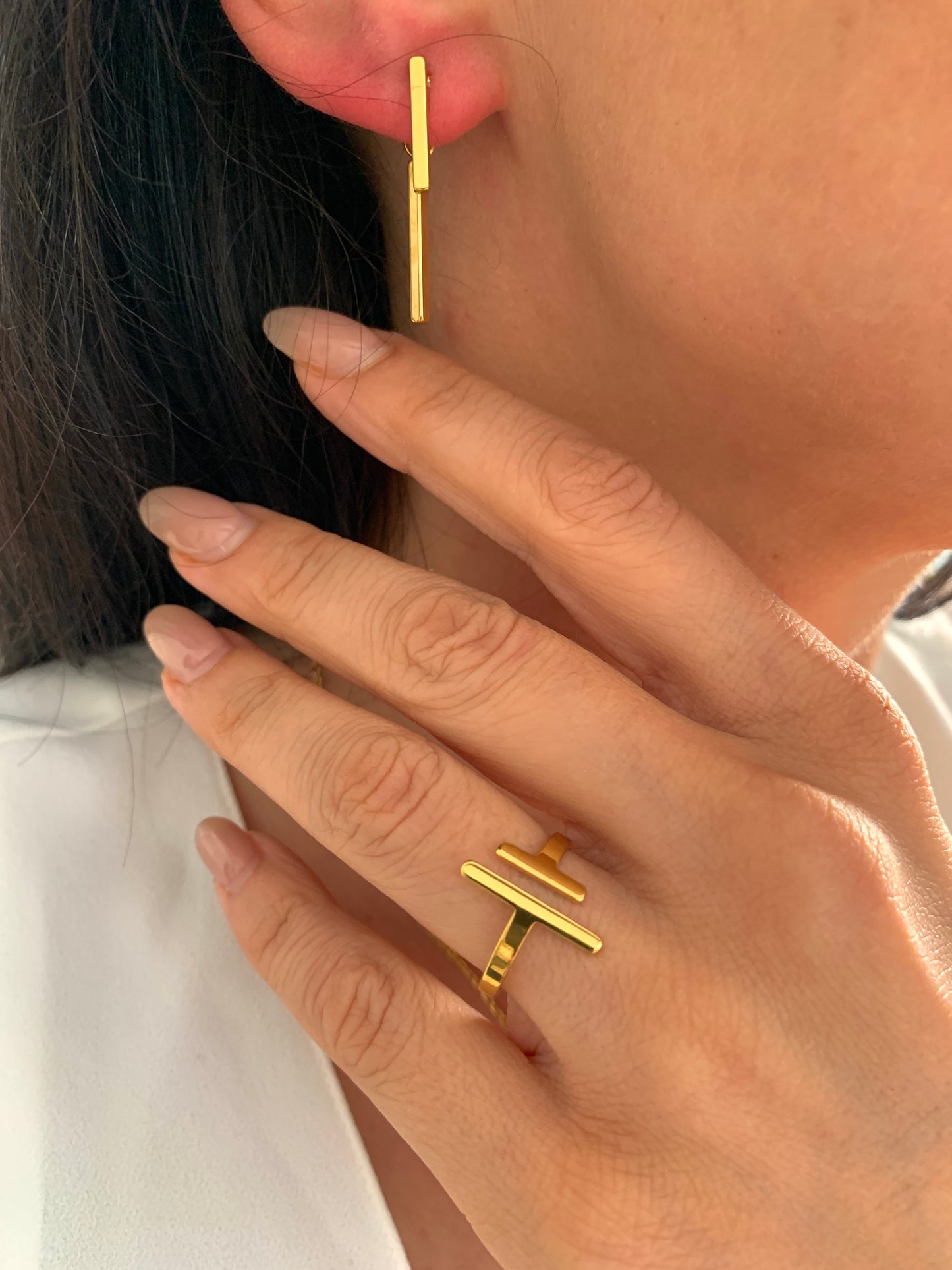 Edelstahl doppelte Stab Ohrringe Silber oder Gold – minimalistisch & wasserfest – NataschaWoge®