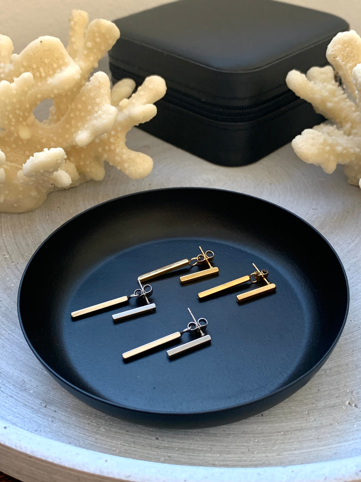 Edelstahl doppelte Stab Ohrringe Silber oder Gold – minimalistisch & wasserfest – NataschaWoge®