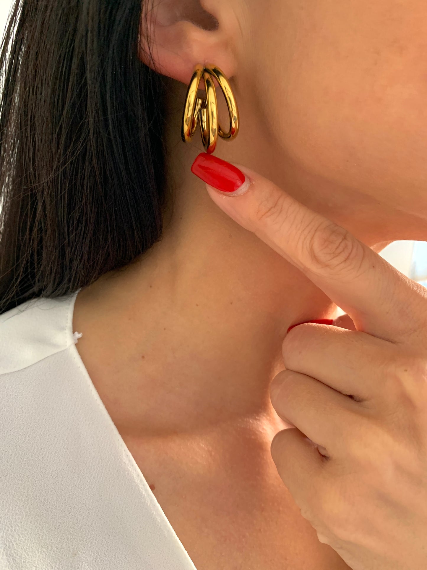 Edelstahl runde 3-Röhrchen Creolen Gold oder Silber – wasserfest – NataschaWoge®