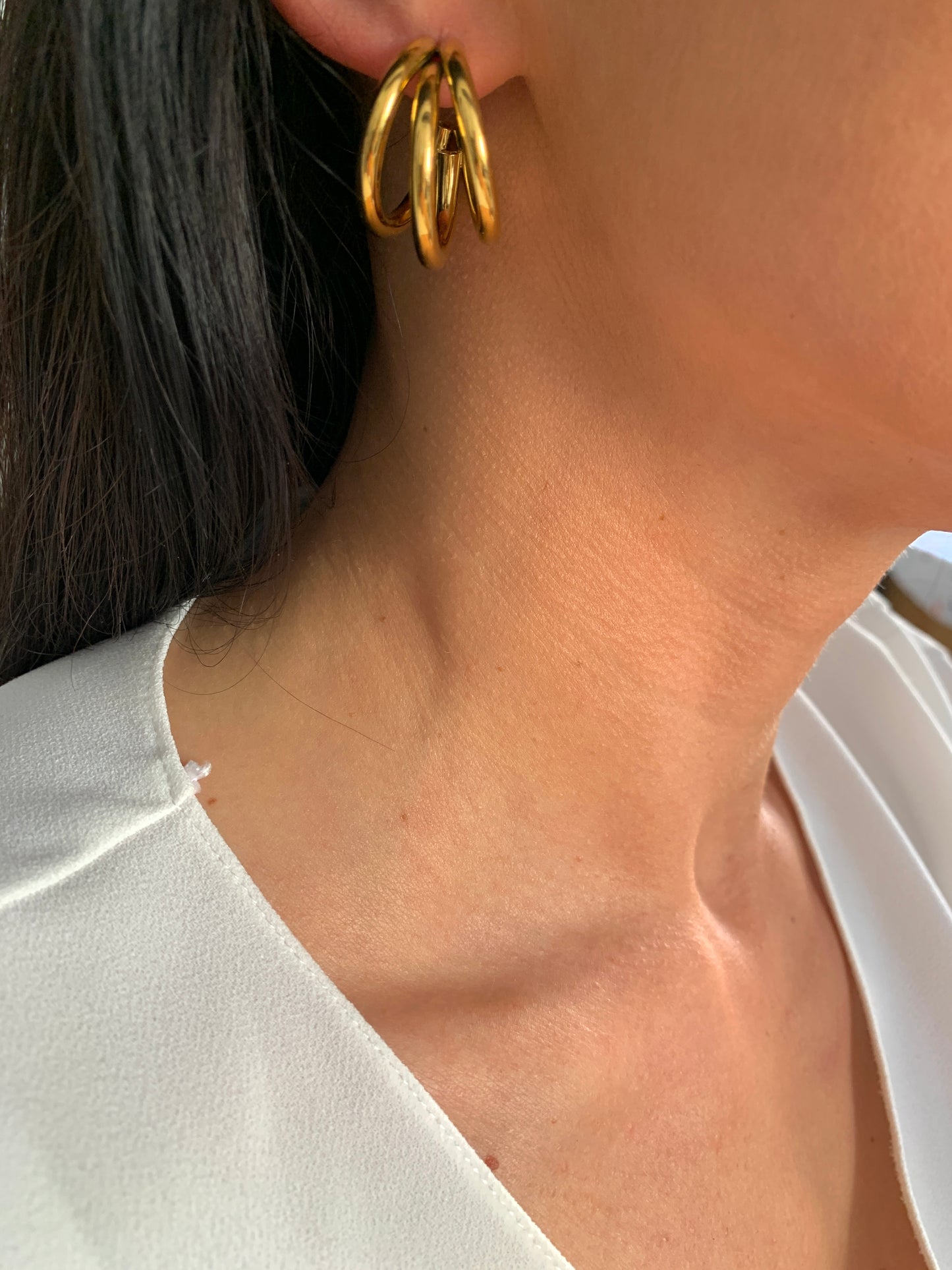 Edelstahl runde 3-Röhrchen Creolen Gold oder Silber – wasserfest – NataschaWoge®