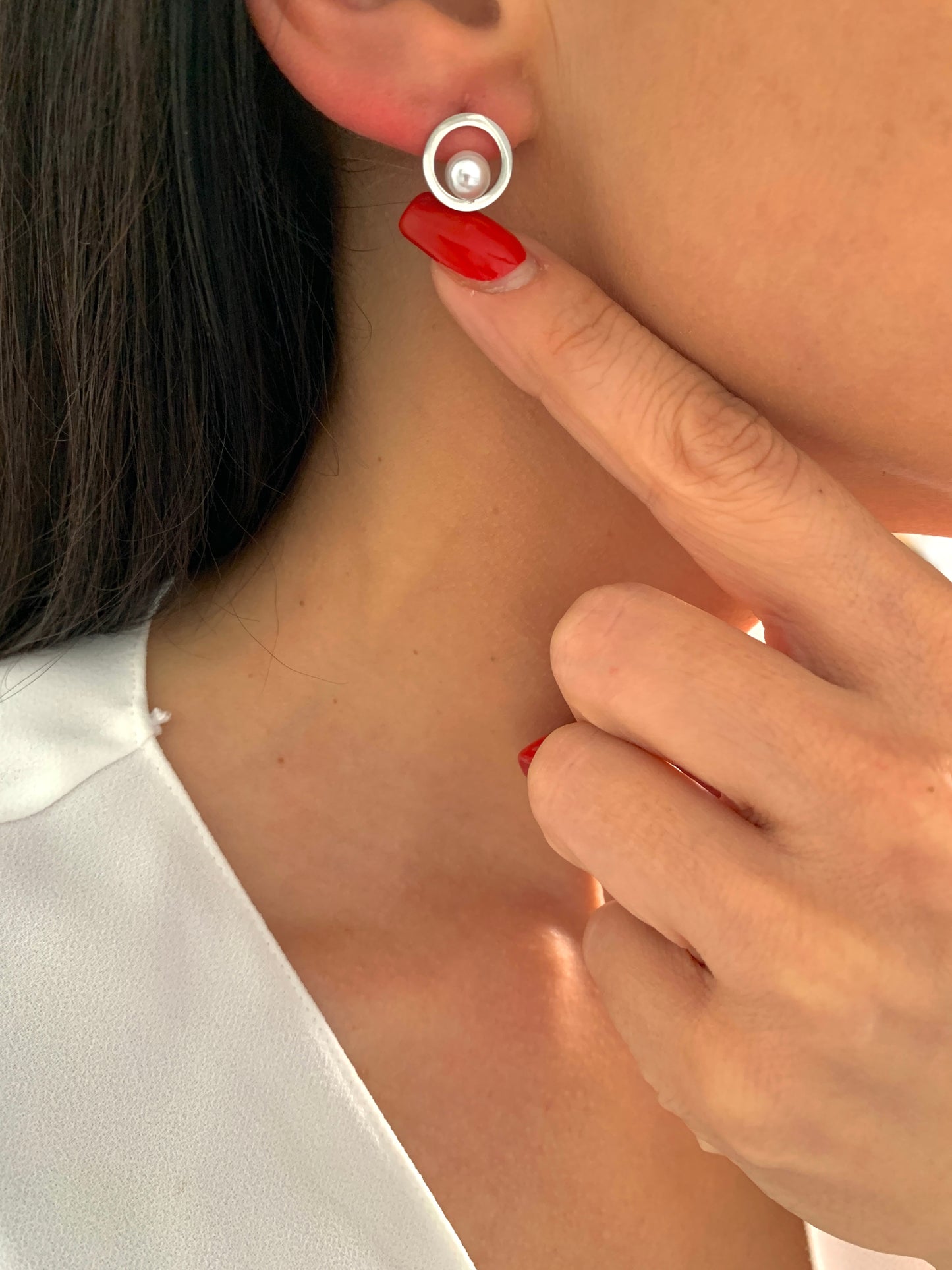 Perlen Creolen Ohrringe Edelstahl Silber Gold minimalistisch wasserfest | NataschaWoge®