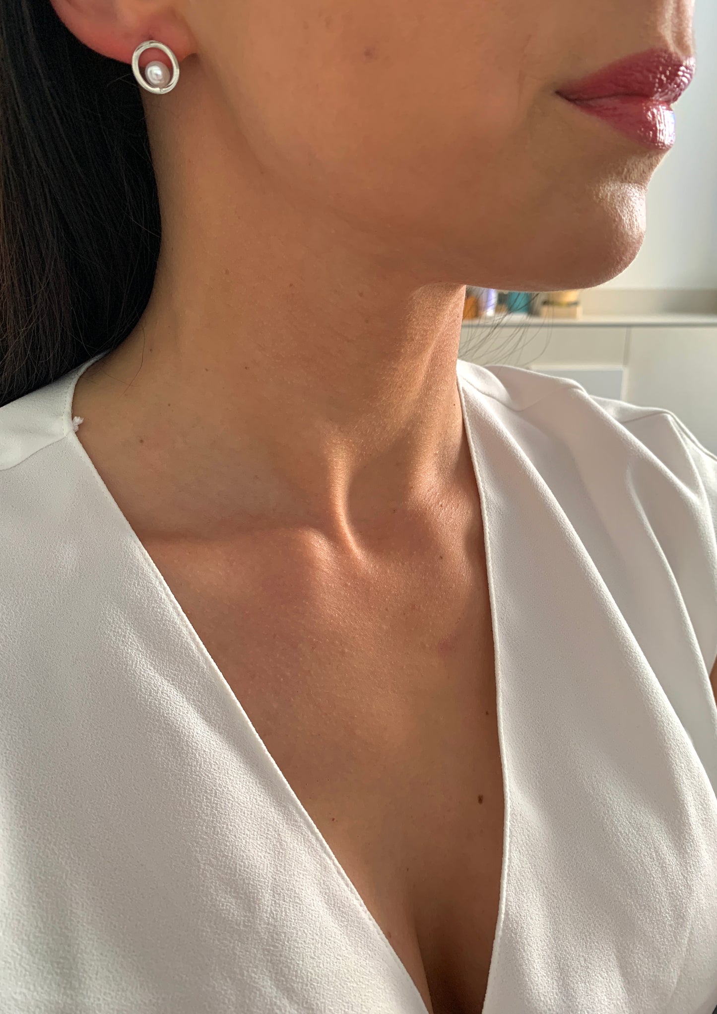 Perlen Creolen Ohrringe Edelstahl Silber Gold minimalistisch wasserfest | NataschaWoge®