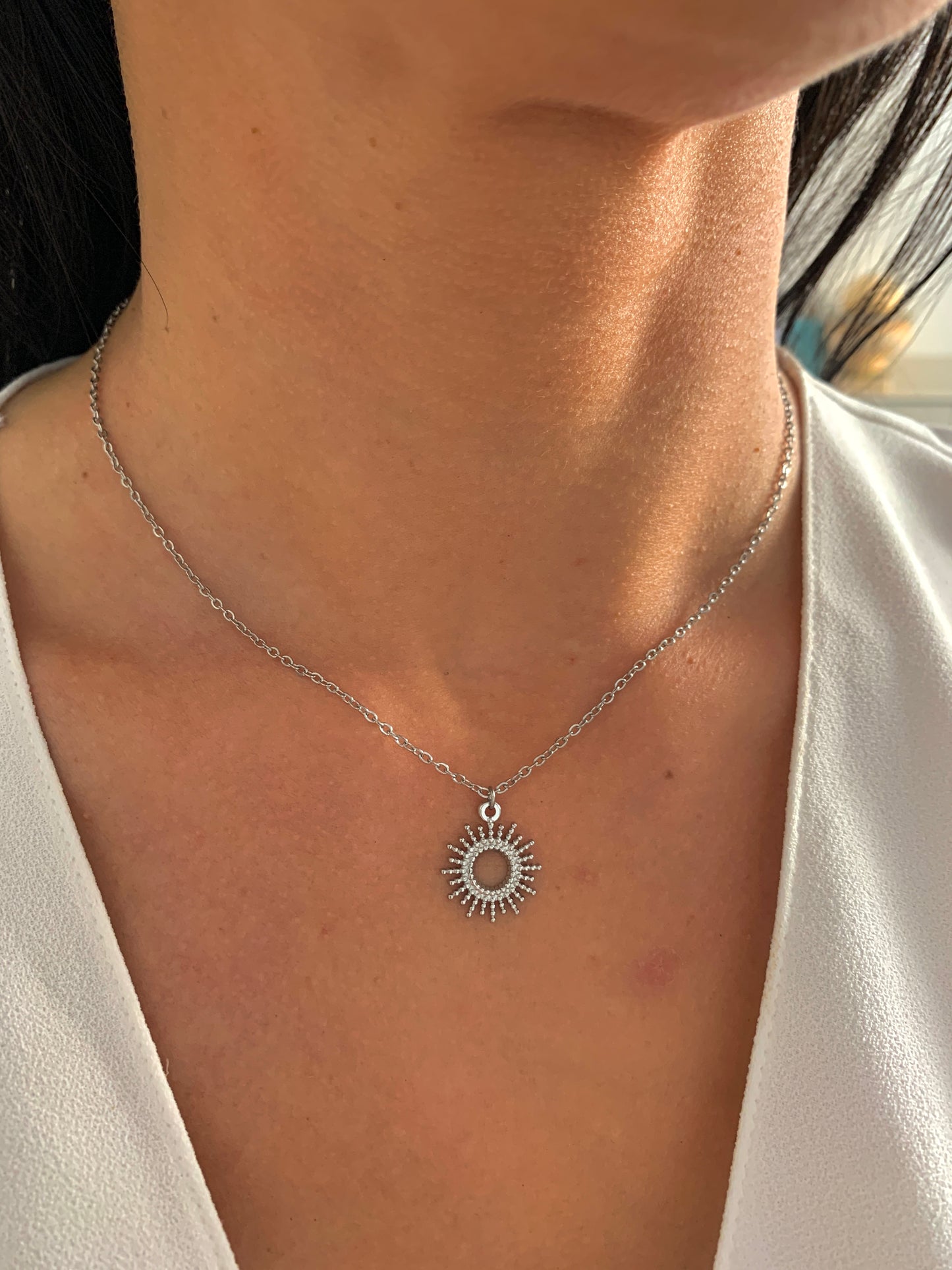 Sonnen Halskette – minimalistische Hollow Sun Kette aus Edelstahl in Gold oder Silber – Natascha Woge®