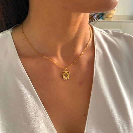 Sonnen Halskette – minimalistische Hollow Sun Kette aus Edelstahl in Gold oder Silber – Natascha Woge®