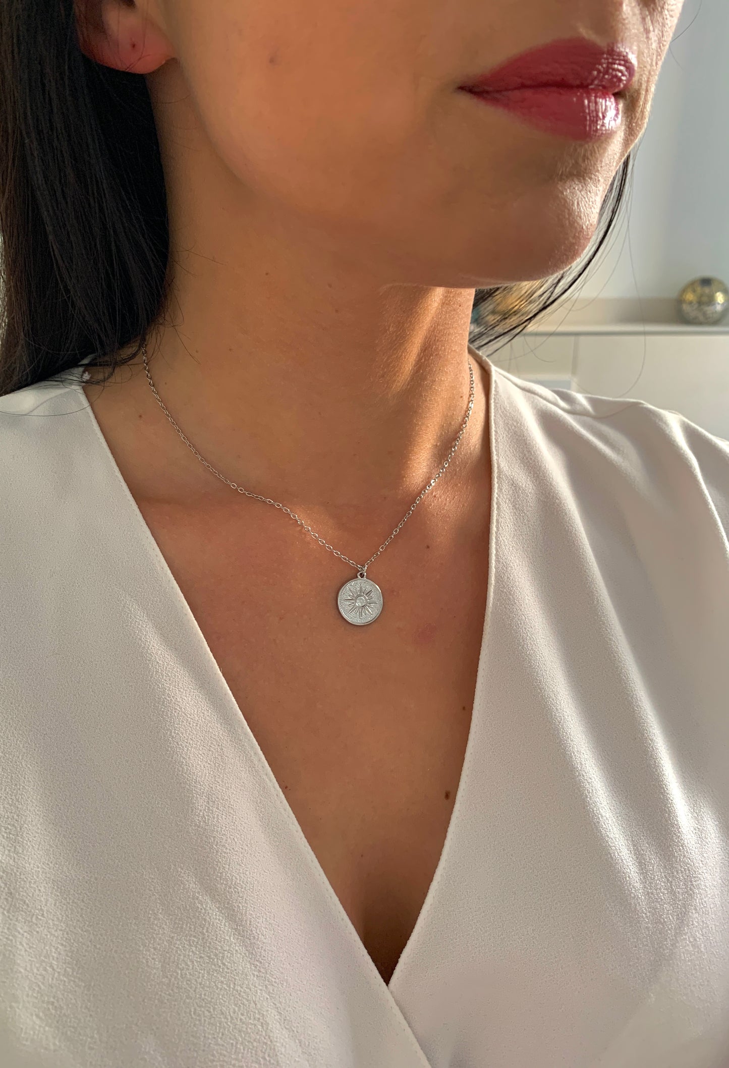 Sonnen Halskette – minimalistische Münzenkette aus Edelstahl in Gold oder Silber – Natascha Woge®