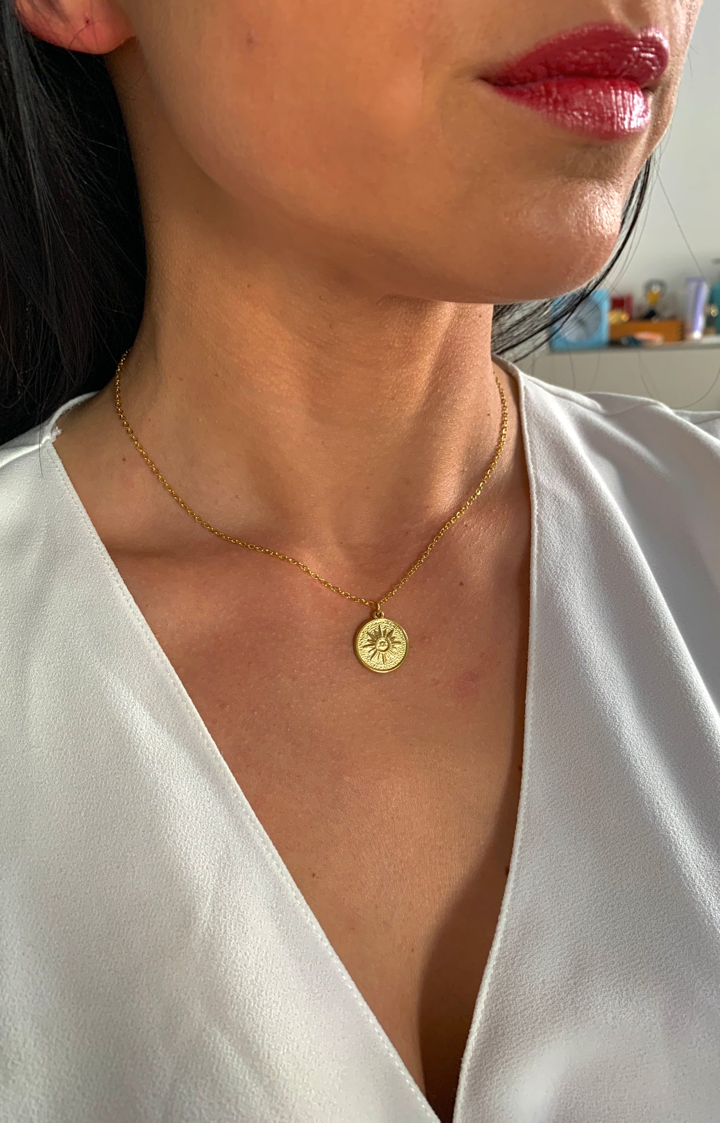 Sonnen Halskette – minimalistische Münzenkette aus Edelstahl in Gold oder Silber – Natascha Woge®