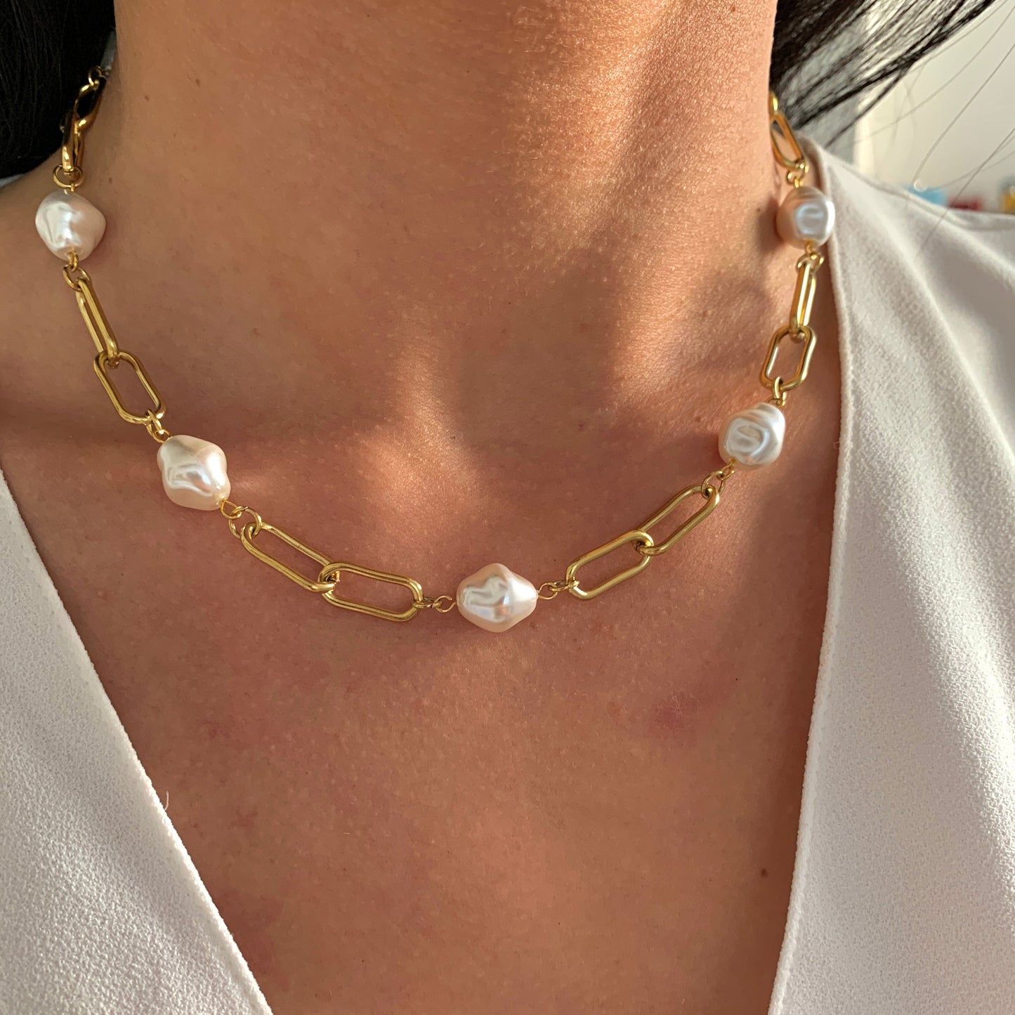 Minimalistische Perlen Halskette – Edelstahlschmuck in Gold oder Silber – Natascha Woge®