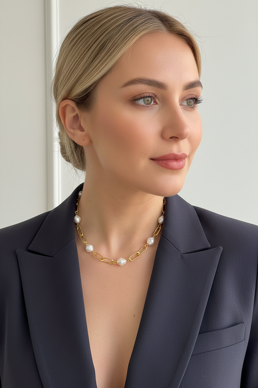 Minimalistische Perlen Halskette – Edelstahlschmuck in Gold oder Silber – Natascha Woge®