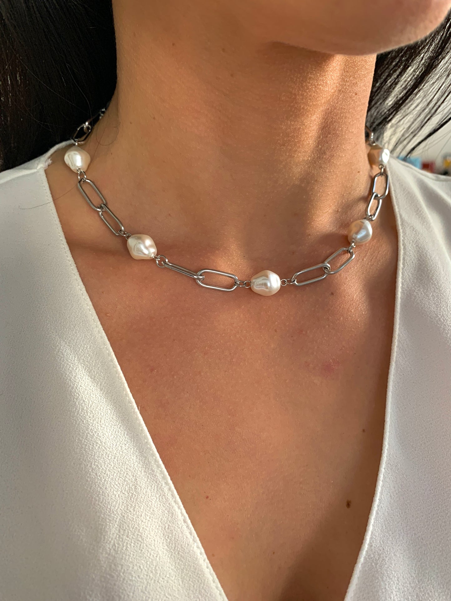 Minimalistische Perlen Halskette – Edelstahlschmuck in Gold oder Silber – Natascha Woge®