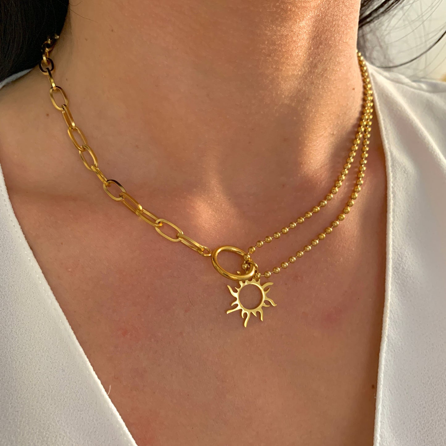Sonnen Halskette – minimalistischer Edelstahlschmuck in Gold oder Silber – Natascha Woge®