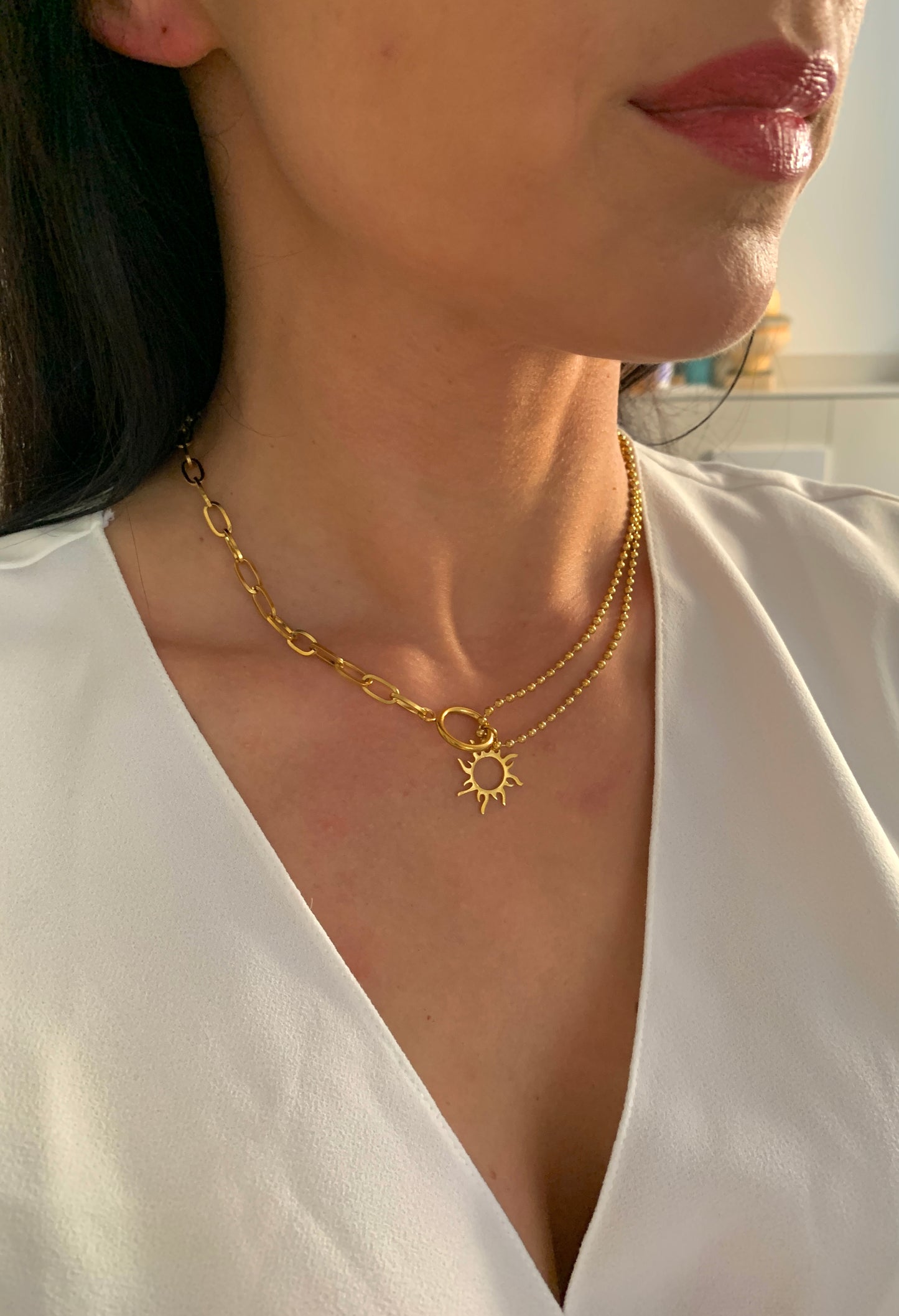 Sonnen Halskette – minimalistischer Edelstahlschmuck in Gold oder Silber – Natascha Woge®