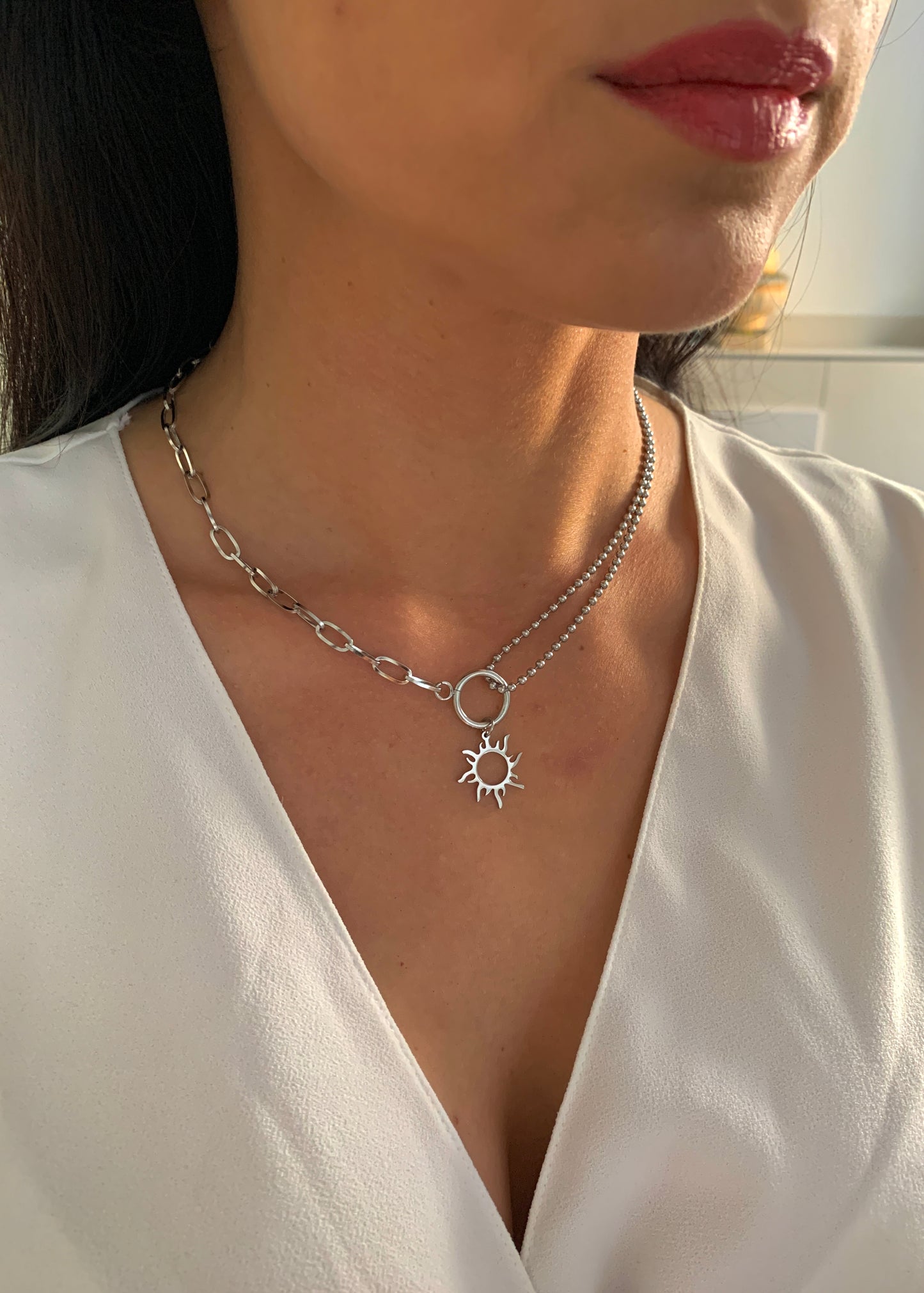 Sonnen Halskette – minimalistischer Edelstahlschmuck in Gold oder Silber – Natascha Woge®