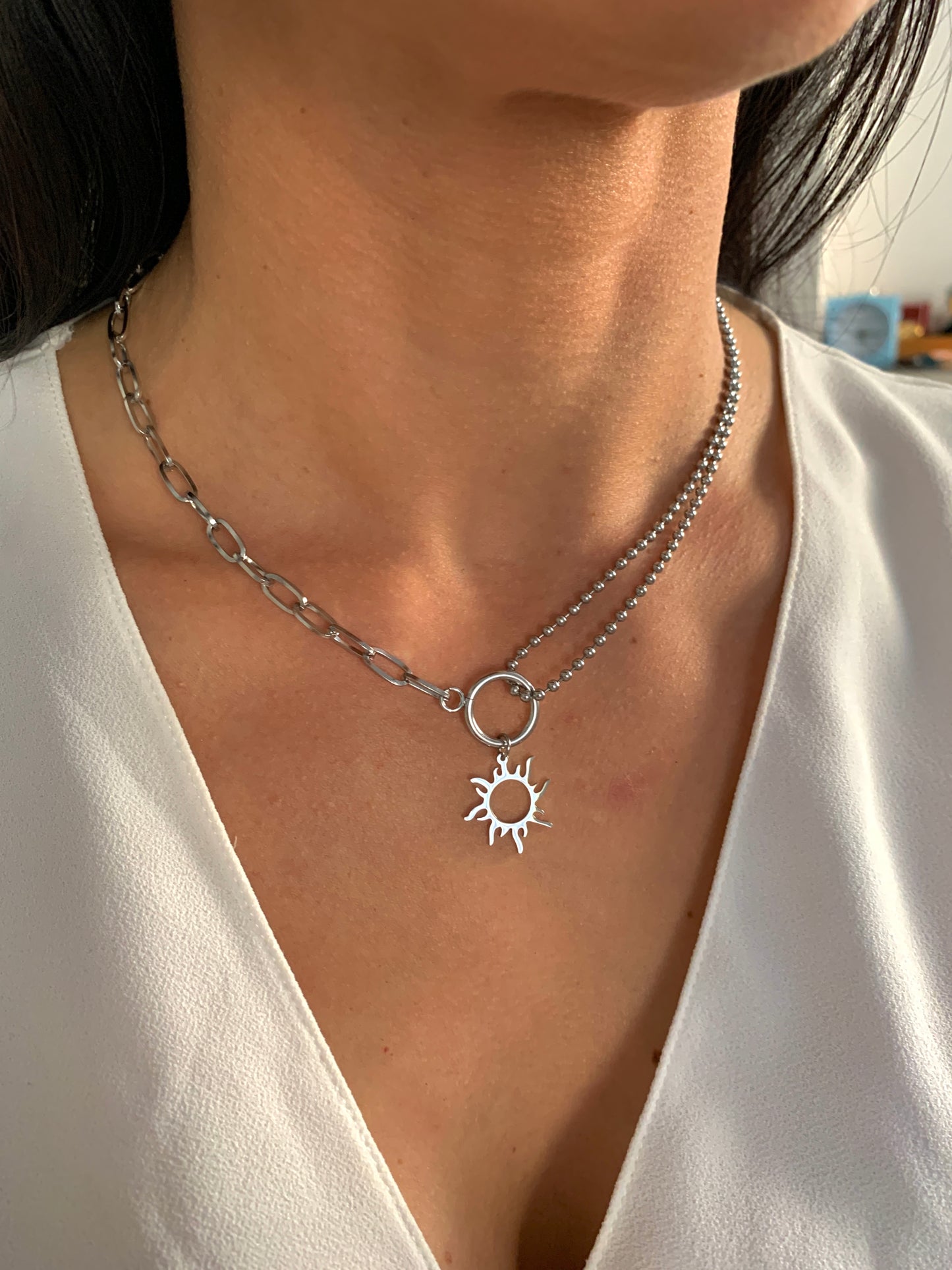 Sonnen Halskette – minimalistischer Edelstahlschmuck in Gold oder Silber – Natascha Woge®