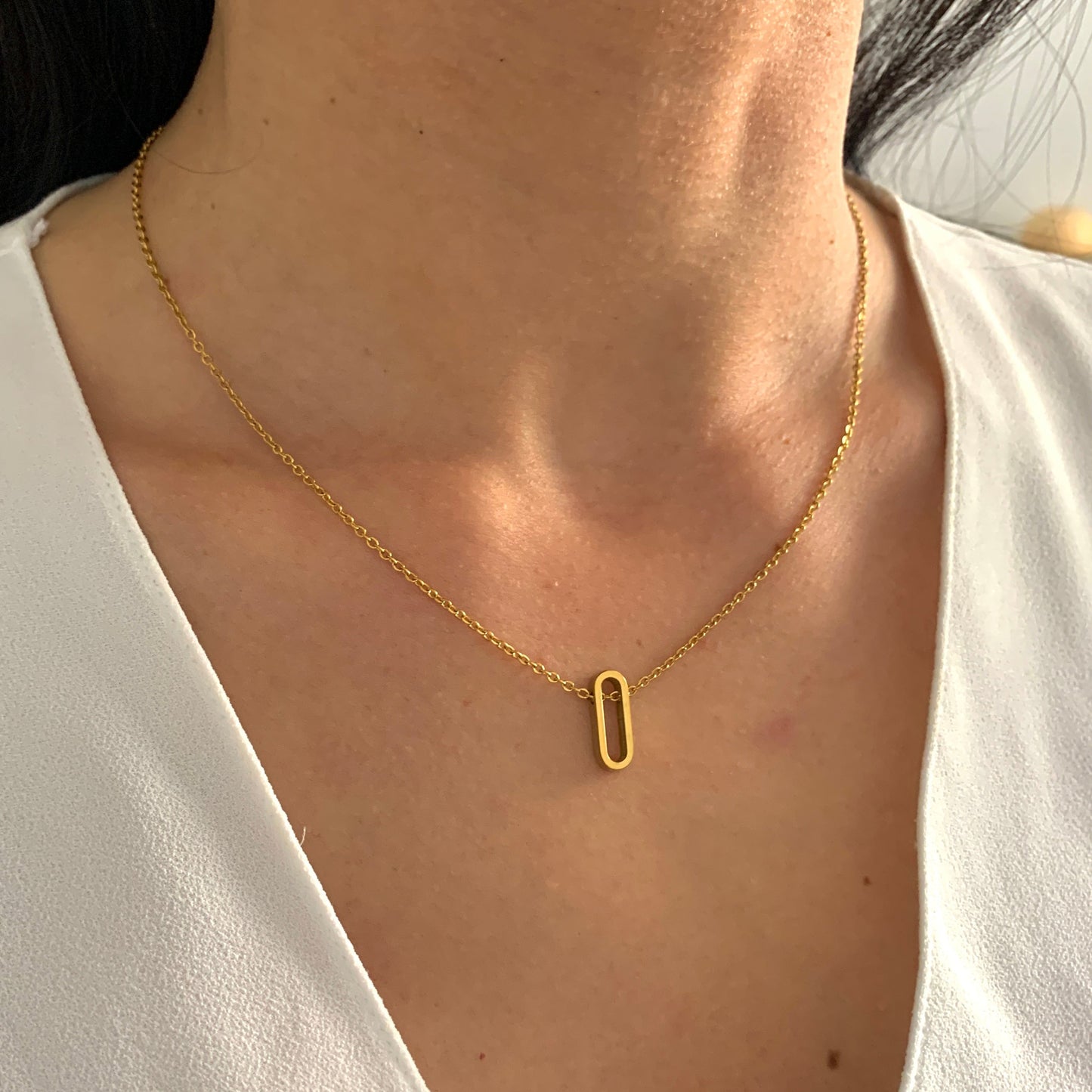 Minimalistische Oval Halskette – Edelstahlschmuck in Gold oder Silber – Natascha Woge®