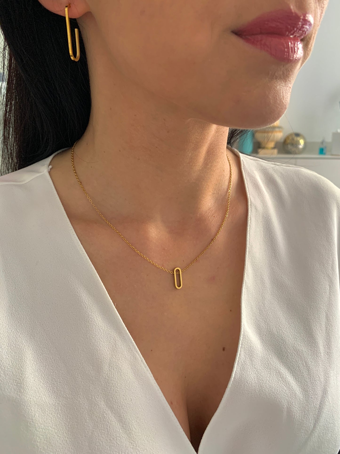 Minimalistische Oval Halskette – Edelstahlschmuck in Gold oder Silber – Natascha Woge®