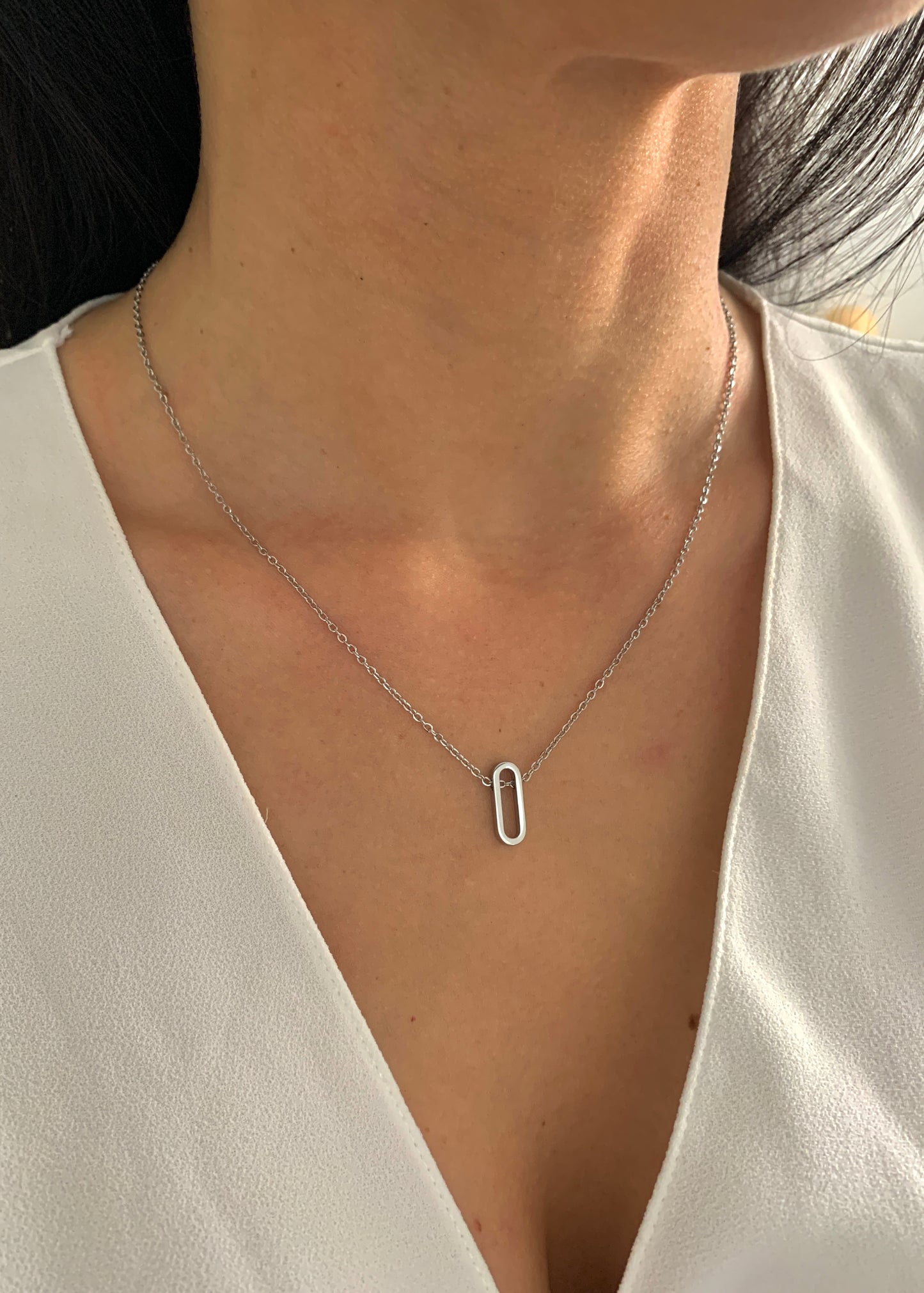 Minimalistische Oval Halskette – Edelstahlschmuck in Gold oder Silber – Natascha Woge®