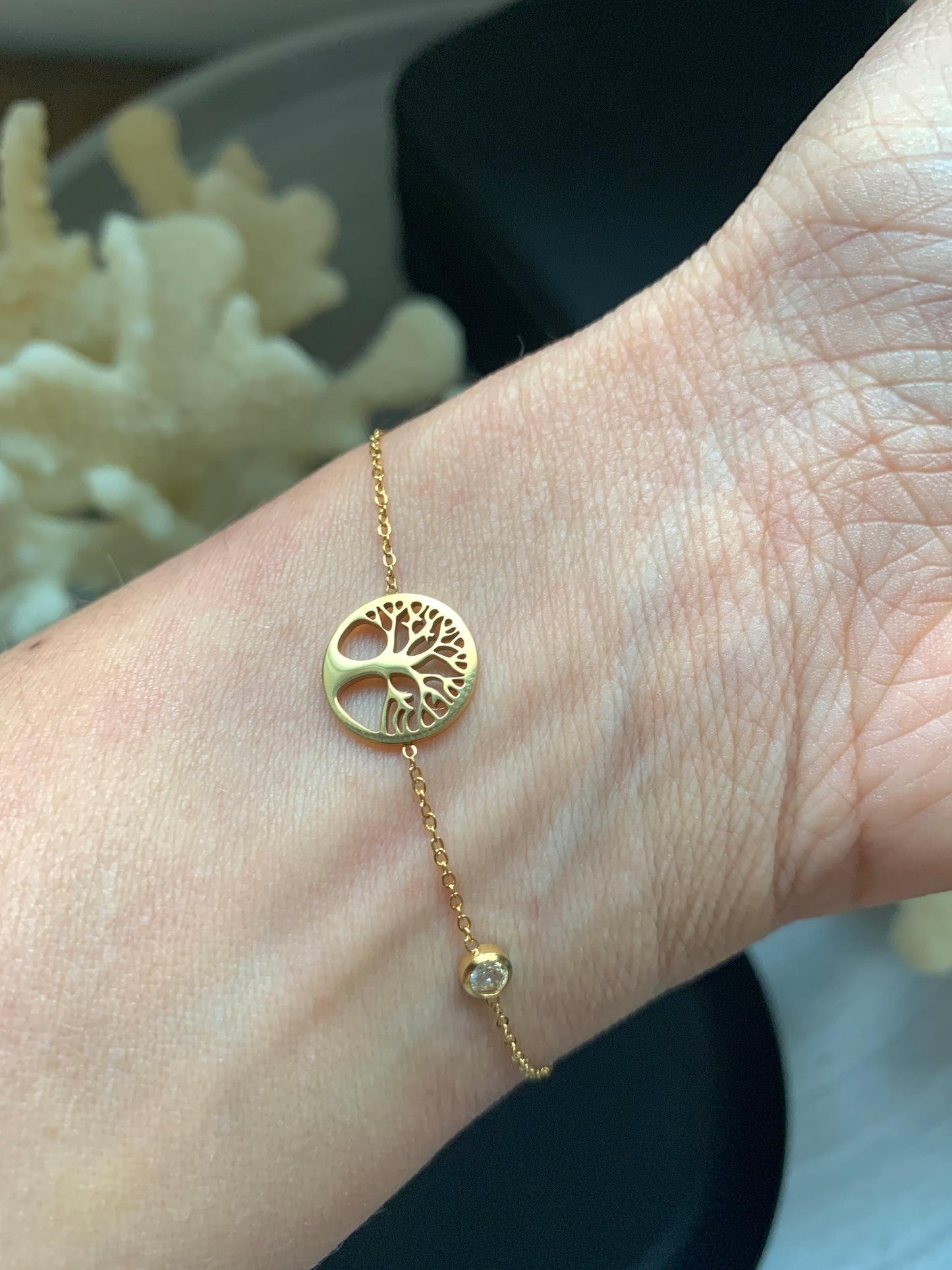 Zierliches Lebensbaum Armband – Minimalistischer Edelstahlschmuck in Gold – Natascha Woge®