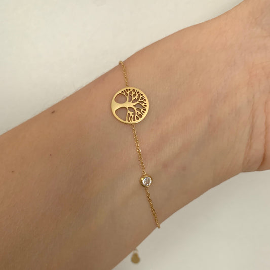 Zierliches Lebensbaum Armband – Minimalistischer Edelstahlschmuck in Gold – Natascha Woge®