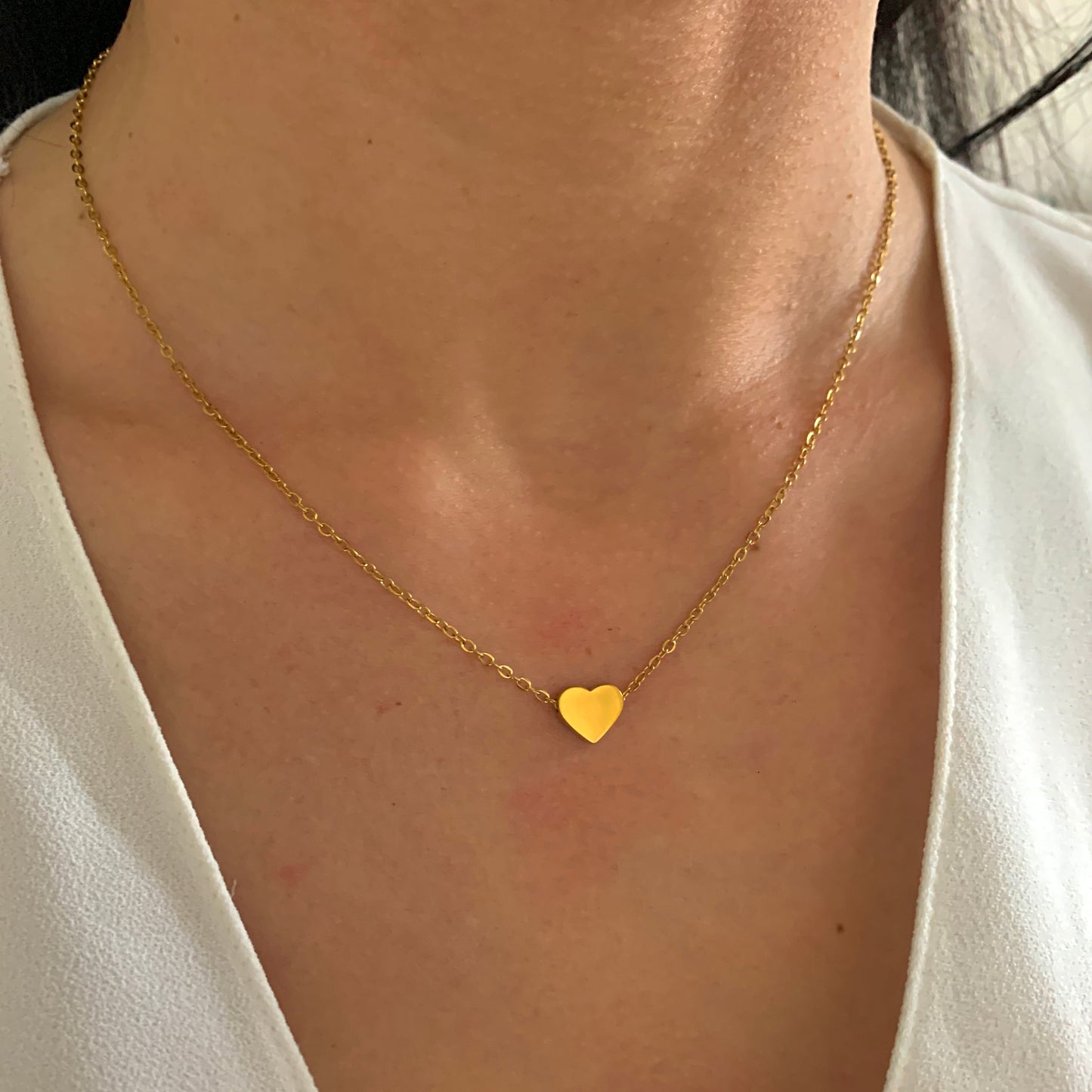 Minimalistische Herz Halskette – zarter Edelstahlschmuck in Gold oder Silber – Natascha Woge®