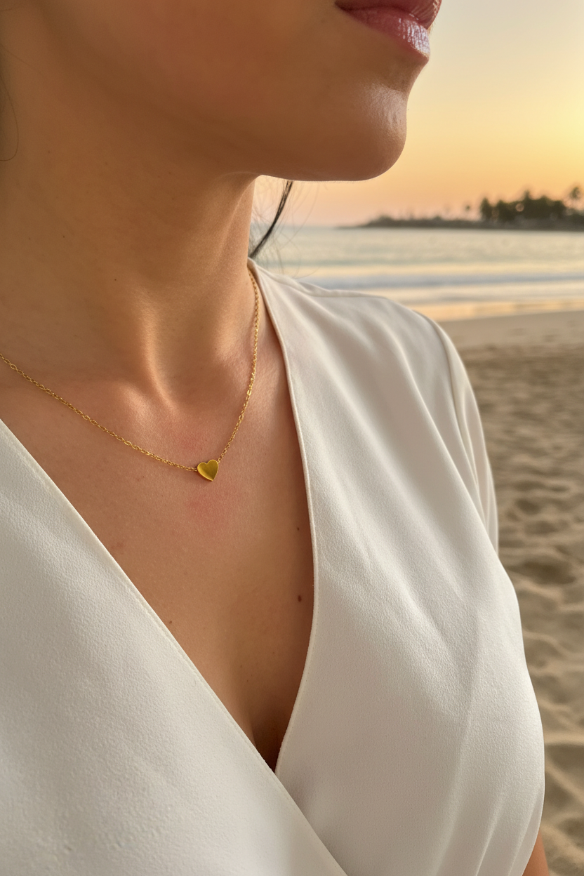 Minimalistische Herz Halskette – zarter Edelstahlschmuck in Gold oder Silber – Natascha Woge®