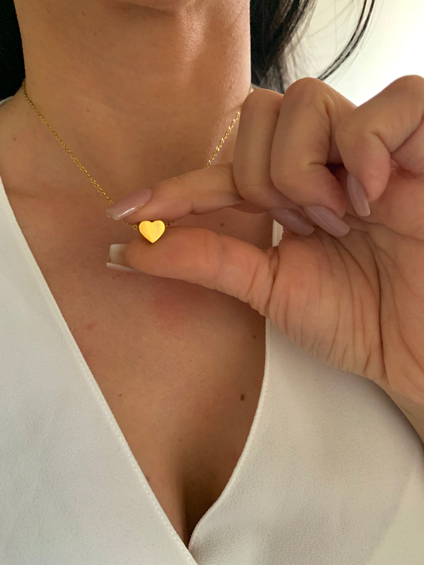 Minimalistische Herz Halskette – zarter Edelstahlschmuck in Gold oder Silber – Natascha Woge®