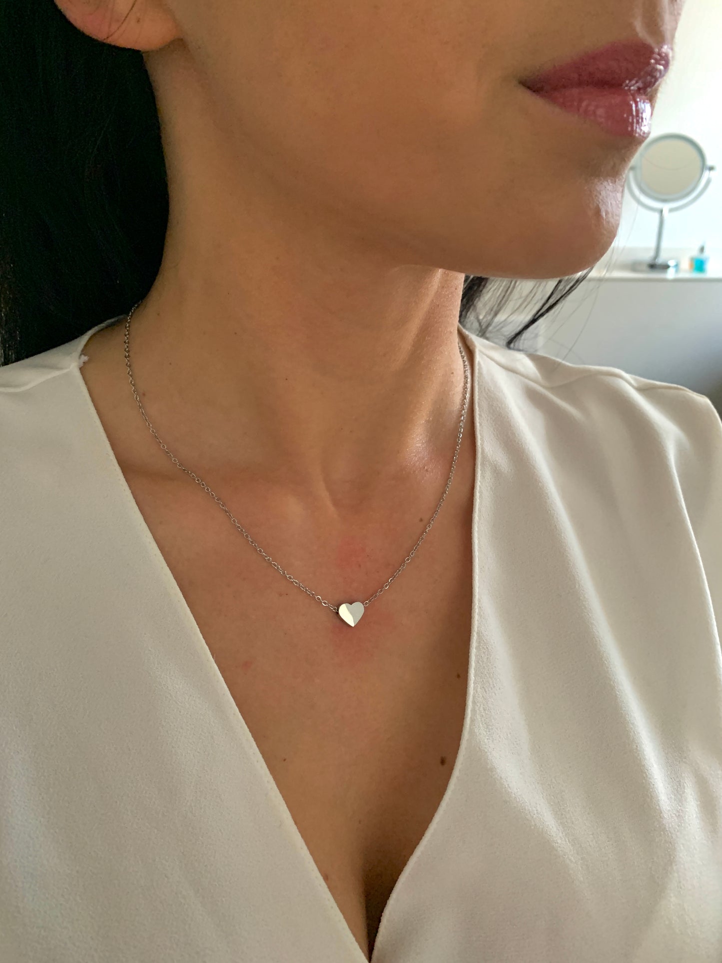 Minimalistische Herz Halskette – zarter Edelstahlschmuck in Gold oder Silber – Natascha Woge®