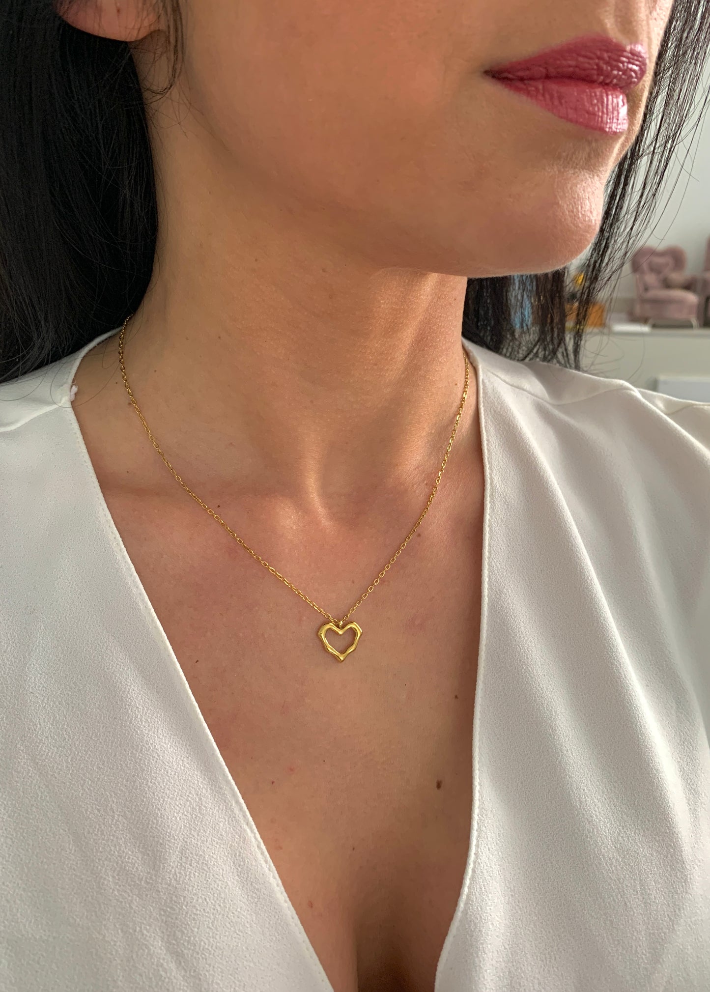Minimalistische Herz Halskette – zarter Edelstahlschmuck in Gold oder Silber – Natascha Woge®