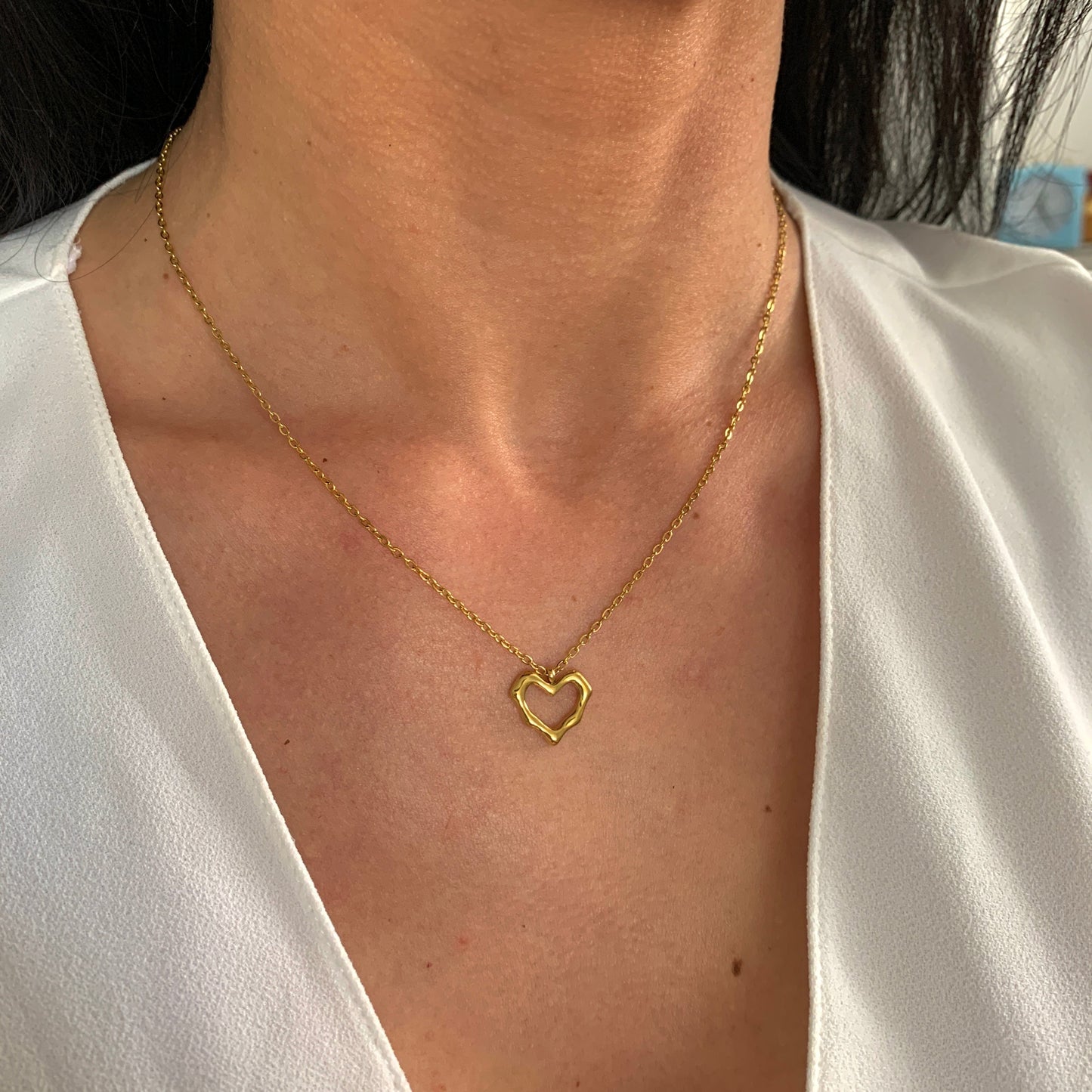 Minimalistische Herz Halskette – zarter Edelstahlschmuck in Gold oder Silber – Natascha Woge®