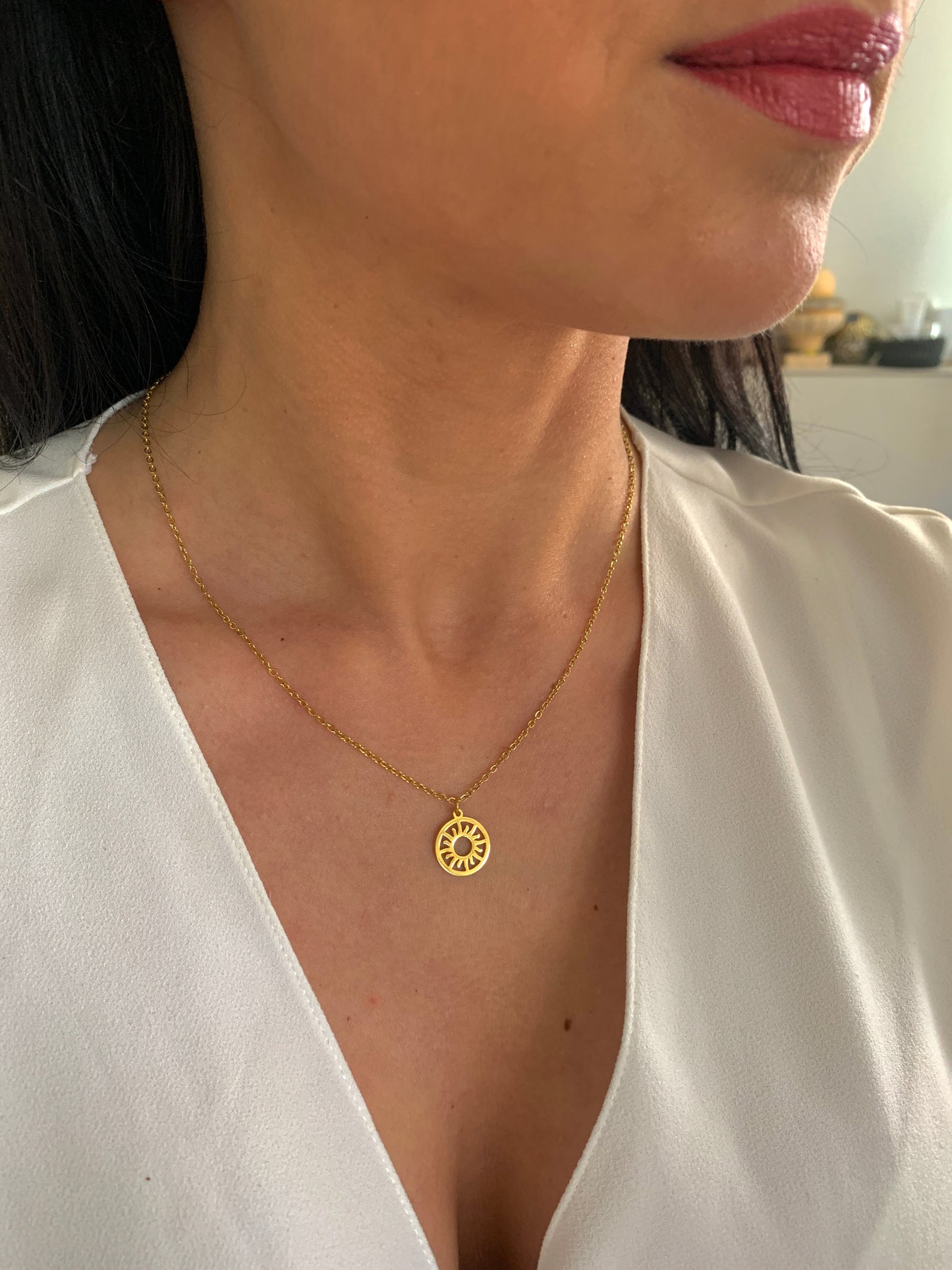 Sonnen Halskette – minimalistische Hollow Sun Halskette aus Edelstahl in Gold oder Silber – Natascha Woge®