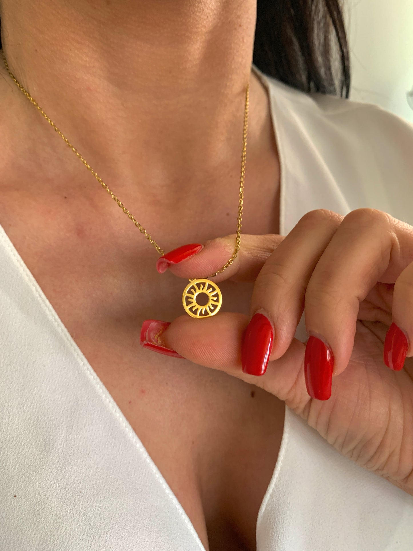 Sonnen Halskette – minimalistische Hollow Sun Halskette aus Edelstahl in Gold oder Silber – Natascha Woge®