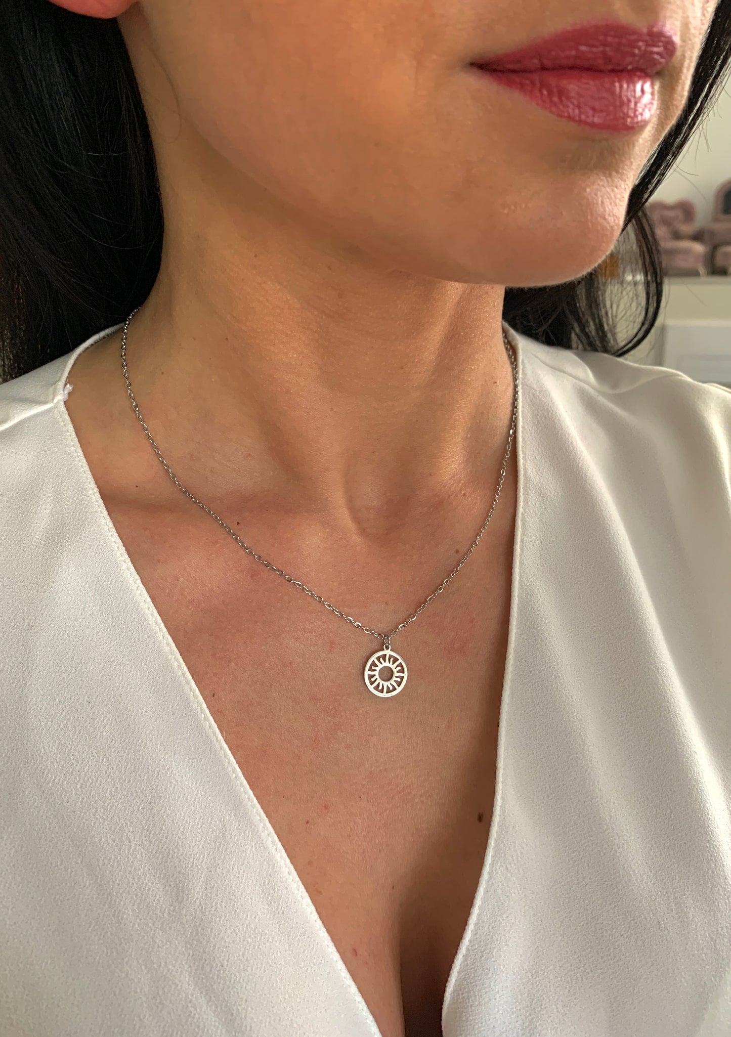 Sonnen Halskette – minimalistische Hollow Sun Halskette aus Edelstahl in Gold oder Silber – Natascha Woge®